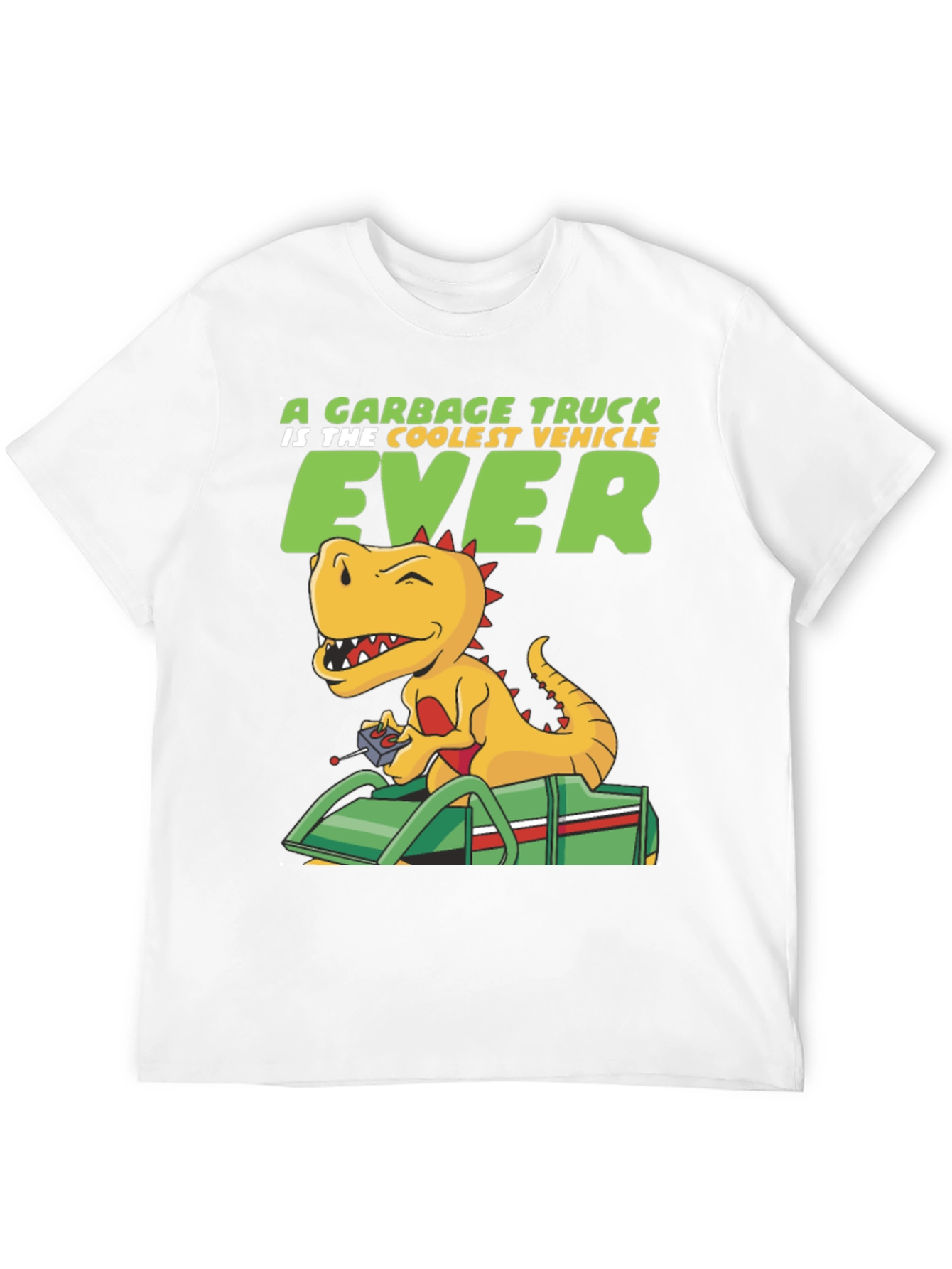Black Cool Dinosaur Garbage Truck T-Shirt view 12