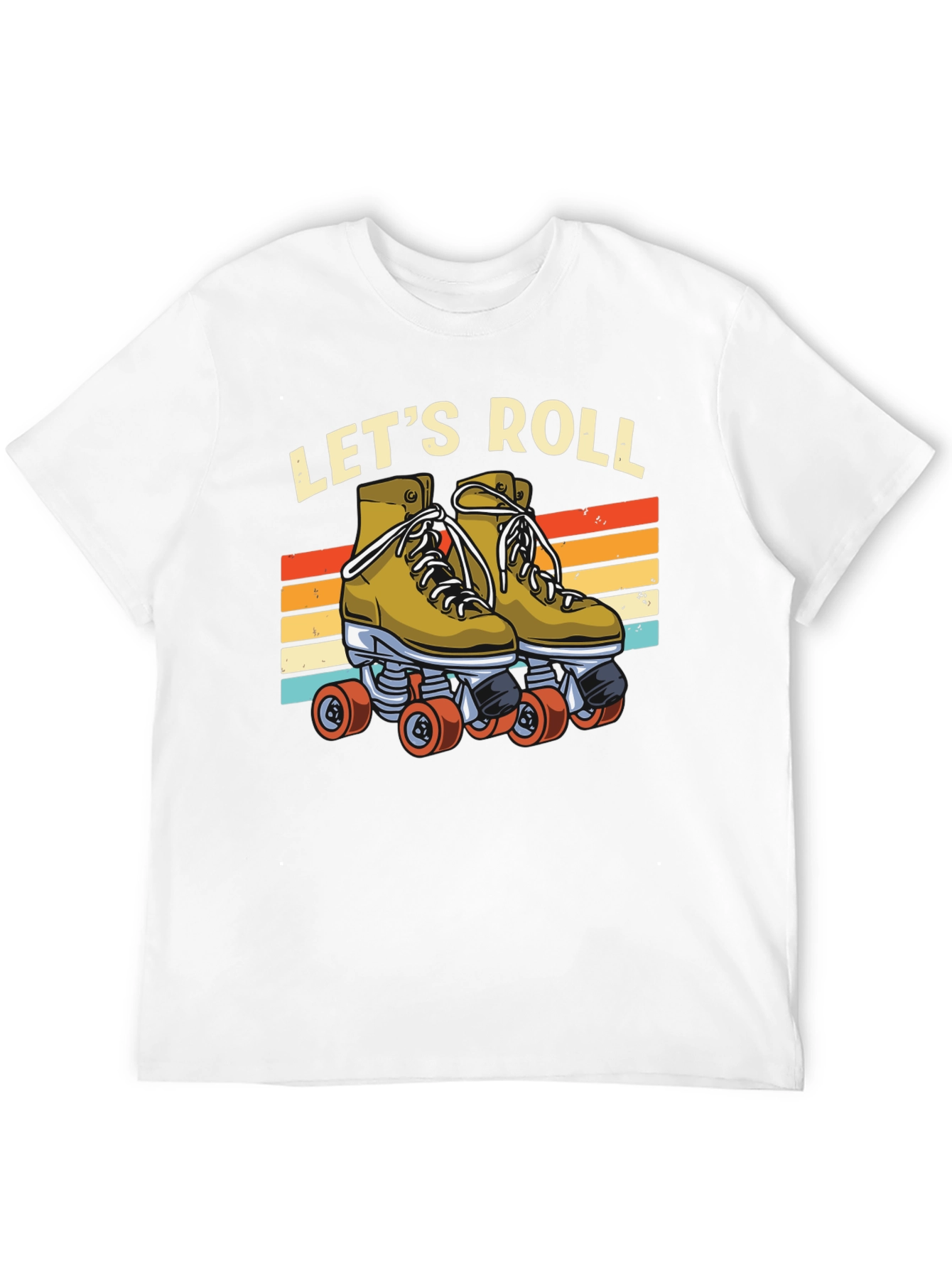 Black Let's Roll Retro Roller Skate T-Shirt view 12