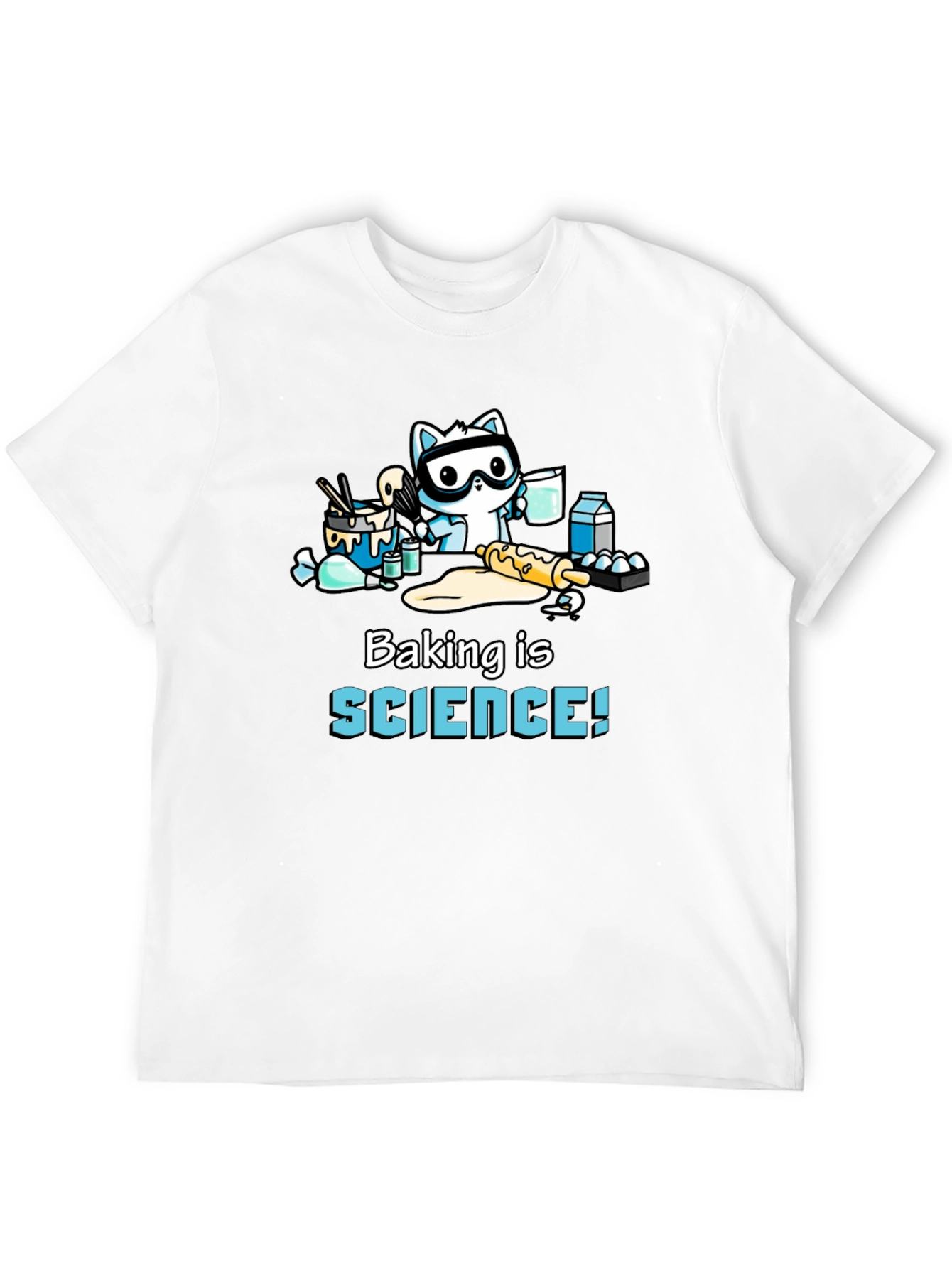 Black Baking is Science! T-Shirt with Cute Cat Baker view 12