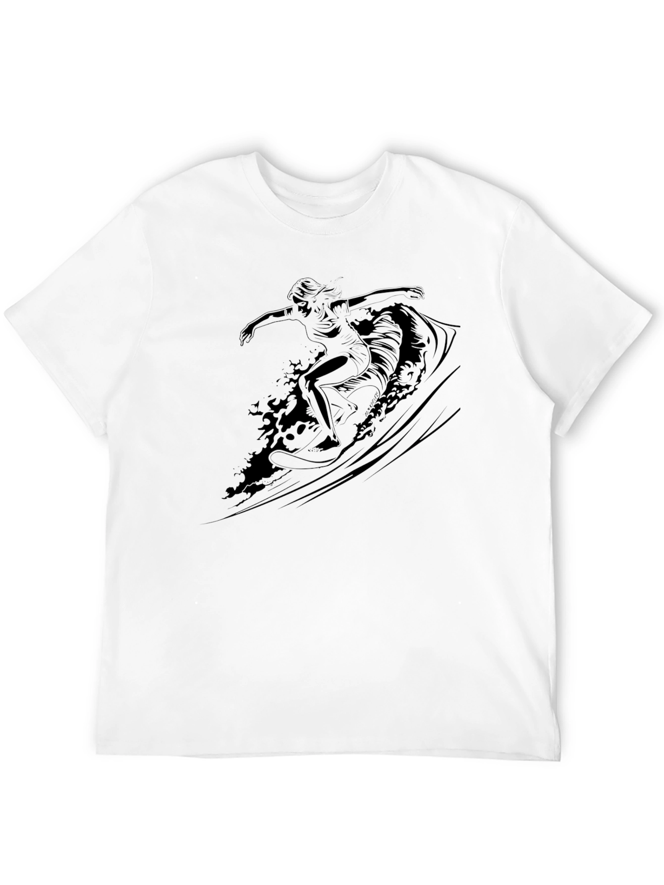 Black Surfer Graphic Tee - Black Cotton Blend view 12