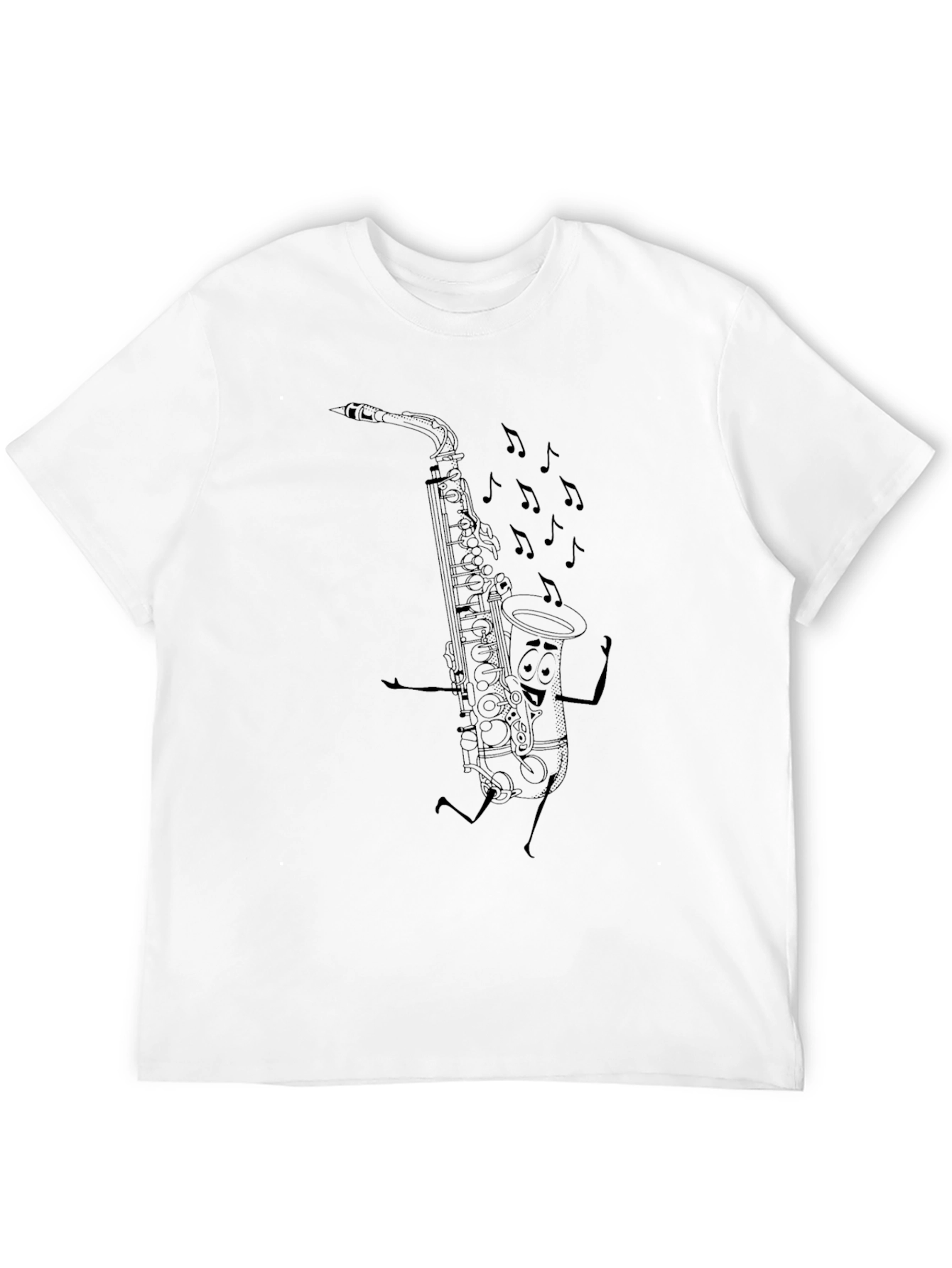 Black Cartoon Saxophone T-Shirt - Black view 12