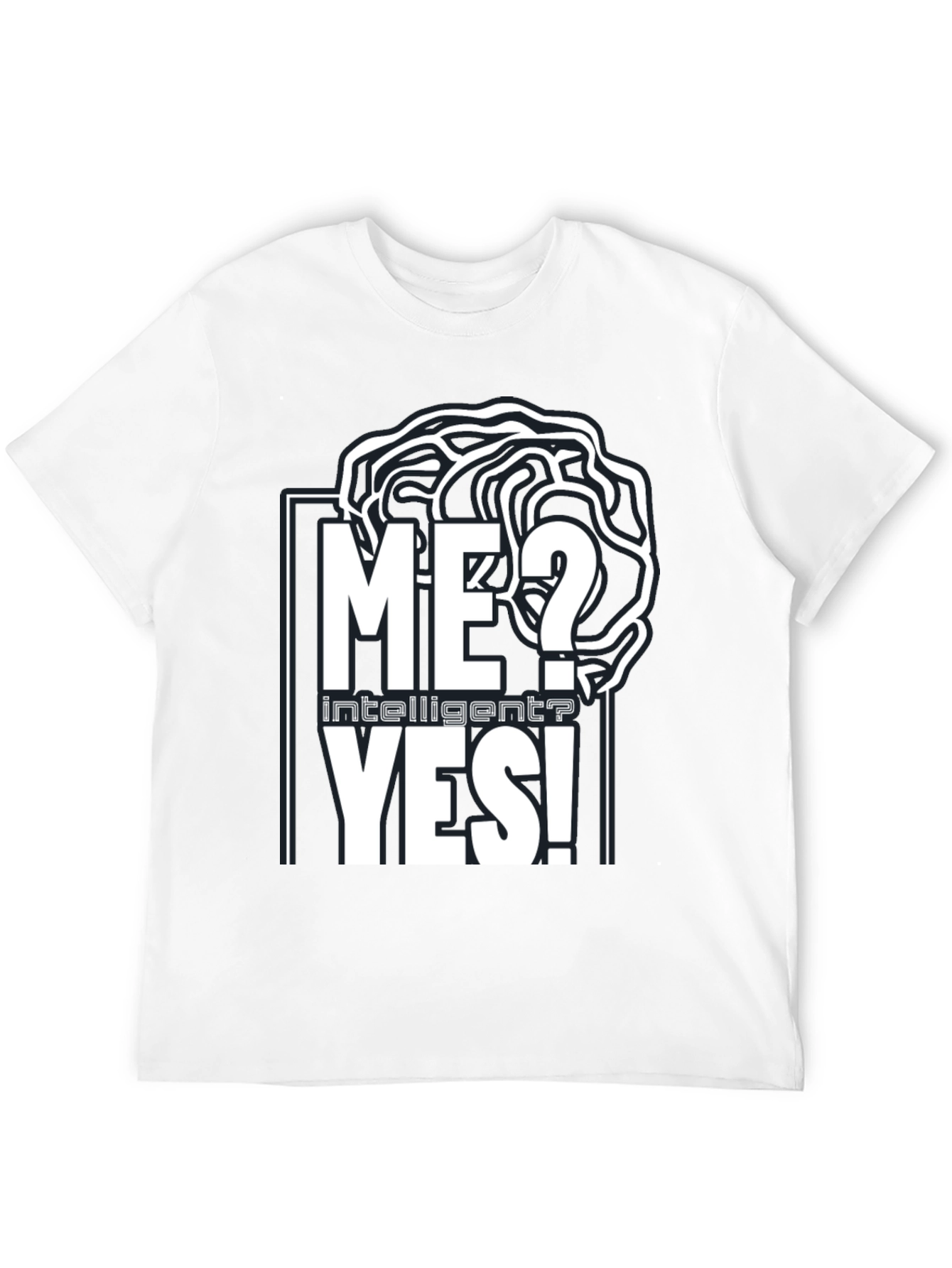 Black Intelligent YES! T-Shirt - Brain Design view 12