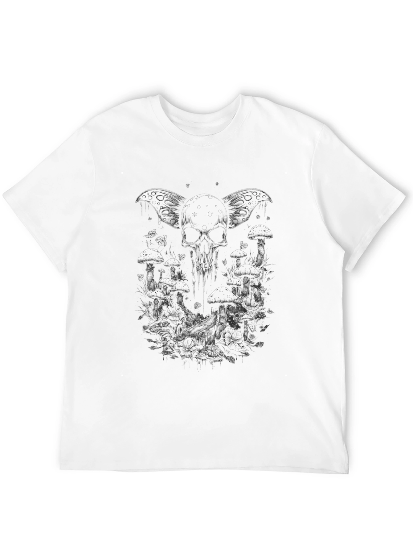 Black Skull & Mushroom Graphic Tee view 12