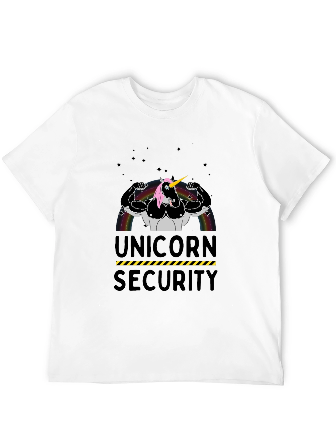 Black Unicorn Security Graphic T-Shirt - Black Cotton Tee view 12