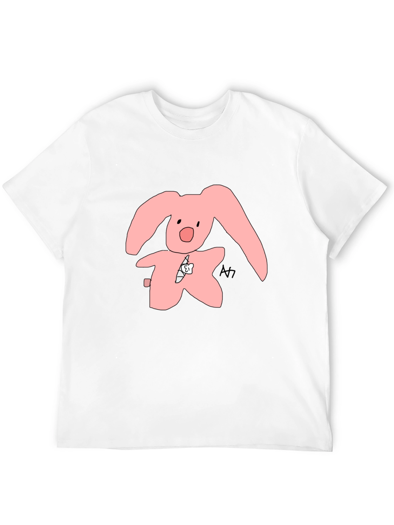 Black Pink Bunny Graphic Tee - Soft Cotton Blend view 12