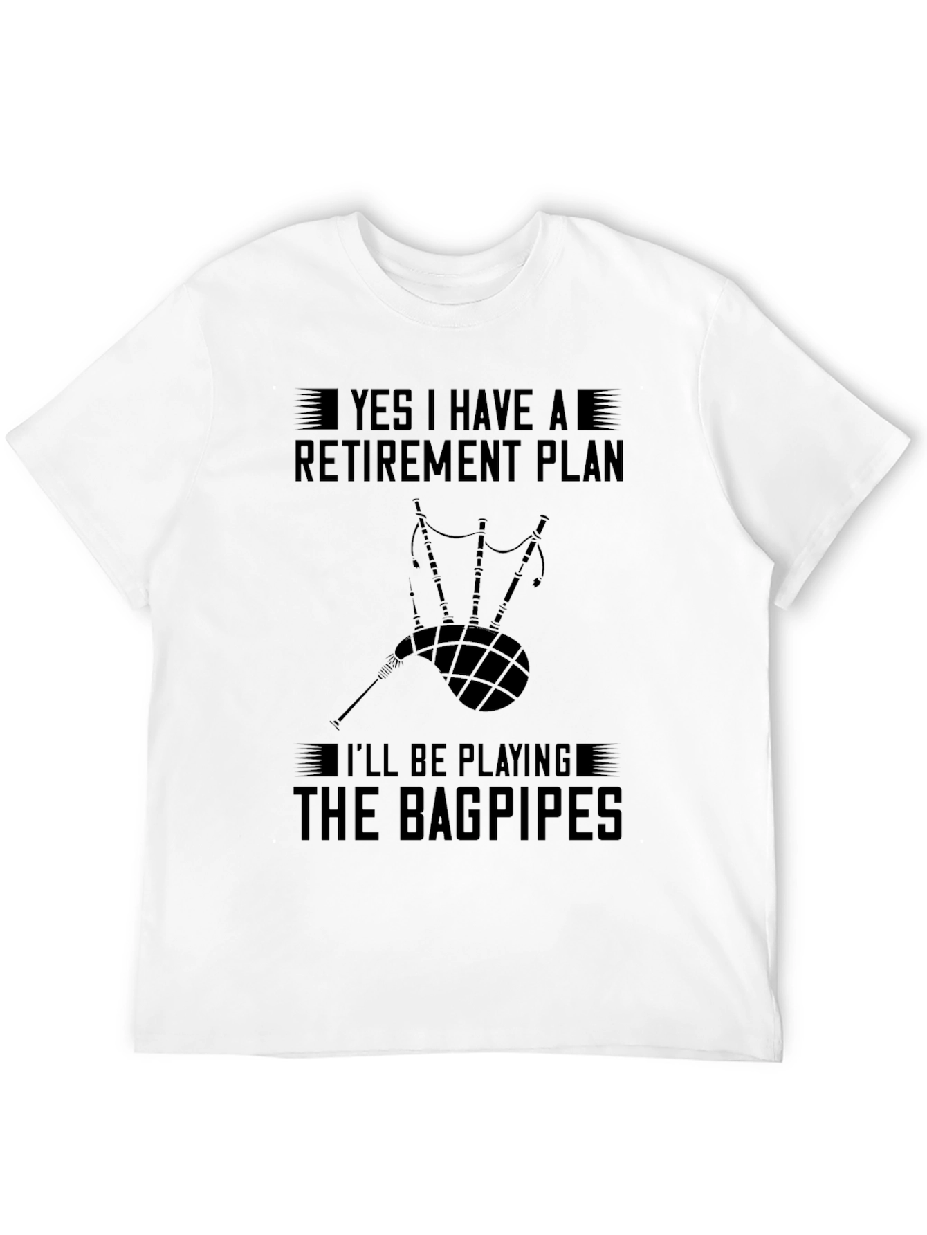 Black Bagpipe Retirement Plan T-Shirt view 12