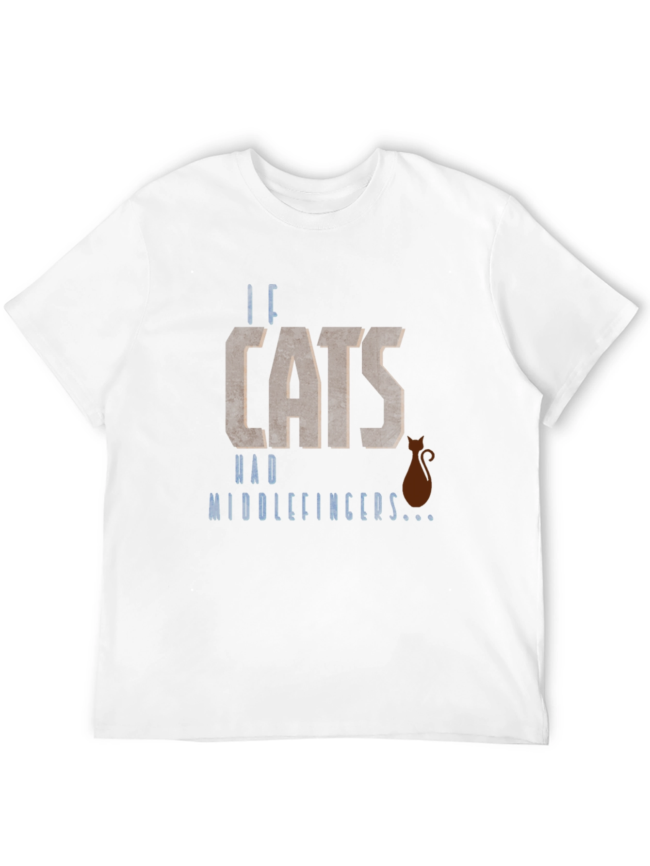 Black Humorous "If Cats Had Middle Fingers..." Graphic T-Shirt view 12