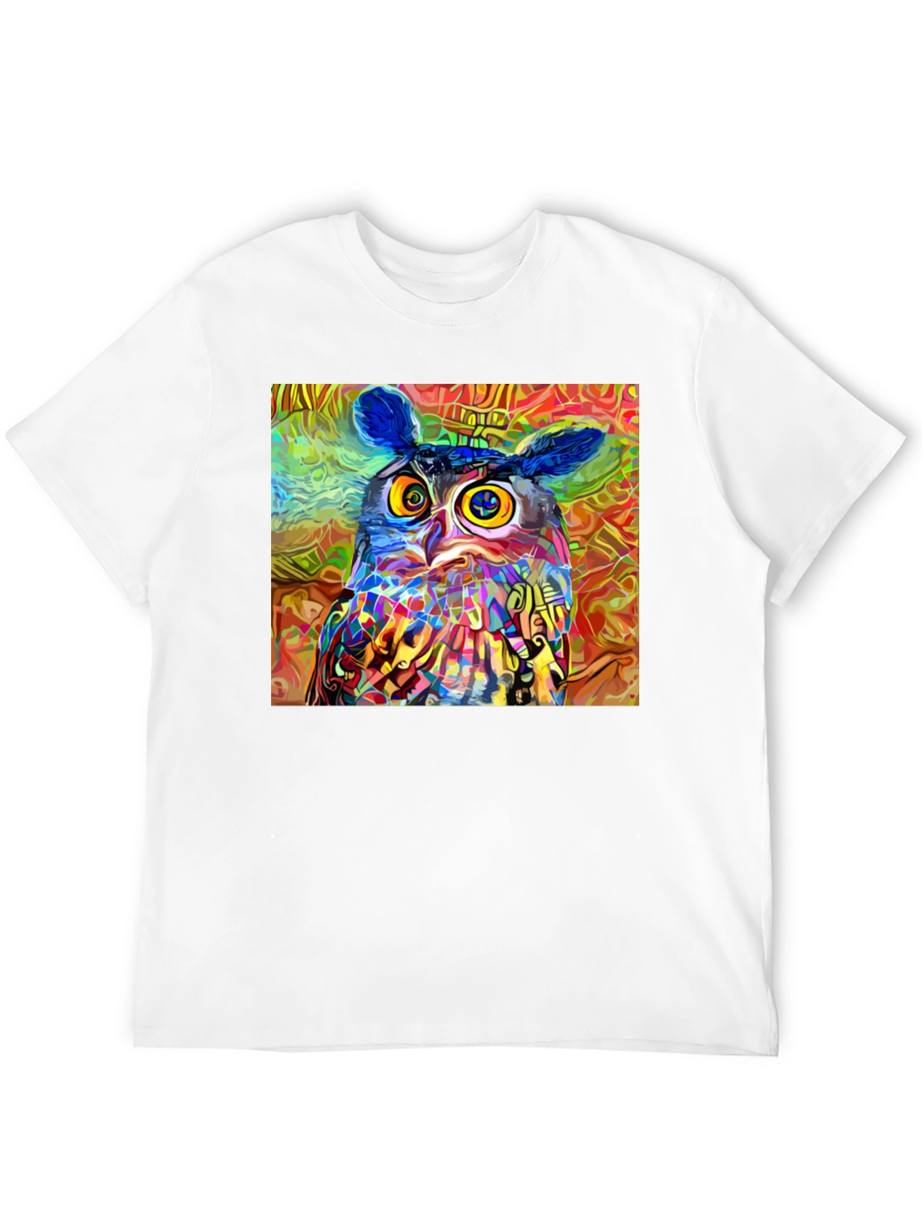 Black Psychedelic Owl Graphic Tee - Black Cotton Blend view 12