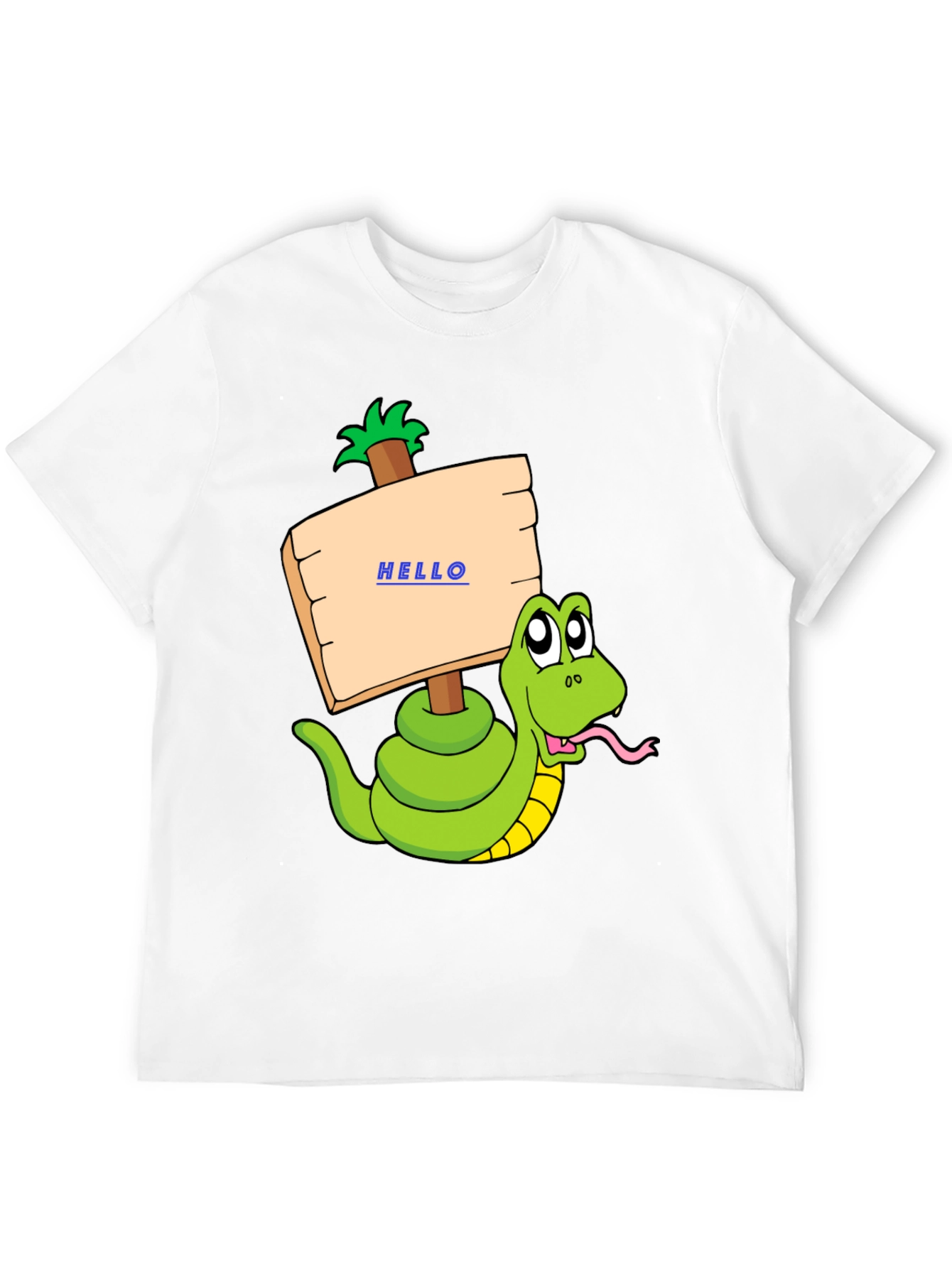 Black Funny Snake Graphic T-Shirt - Hello Sign view 12