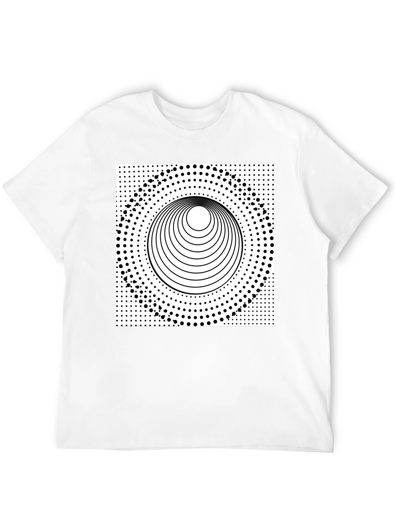 Black Optical Illusion Graphic Tee - Black Cotton T-Shirt view 12