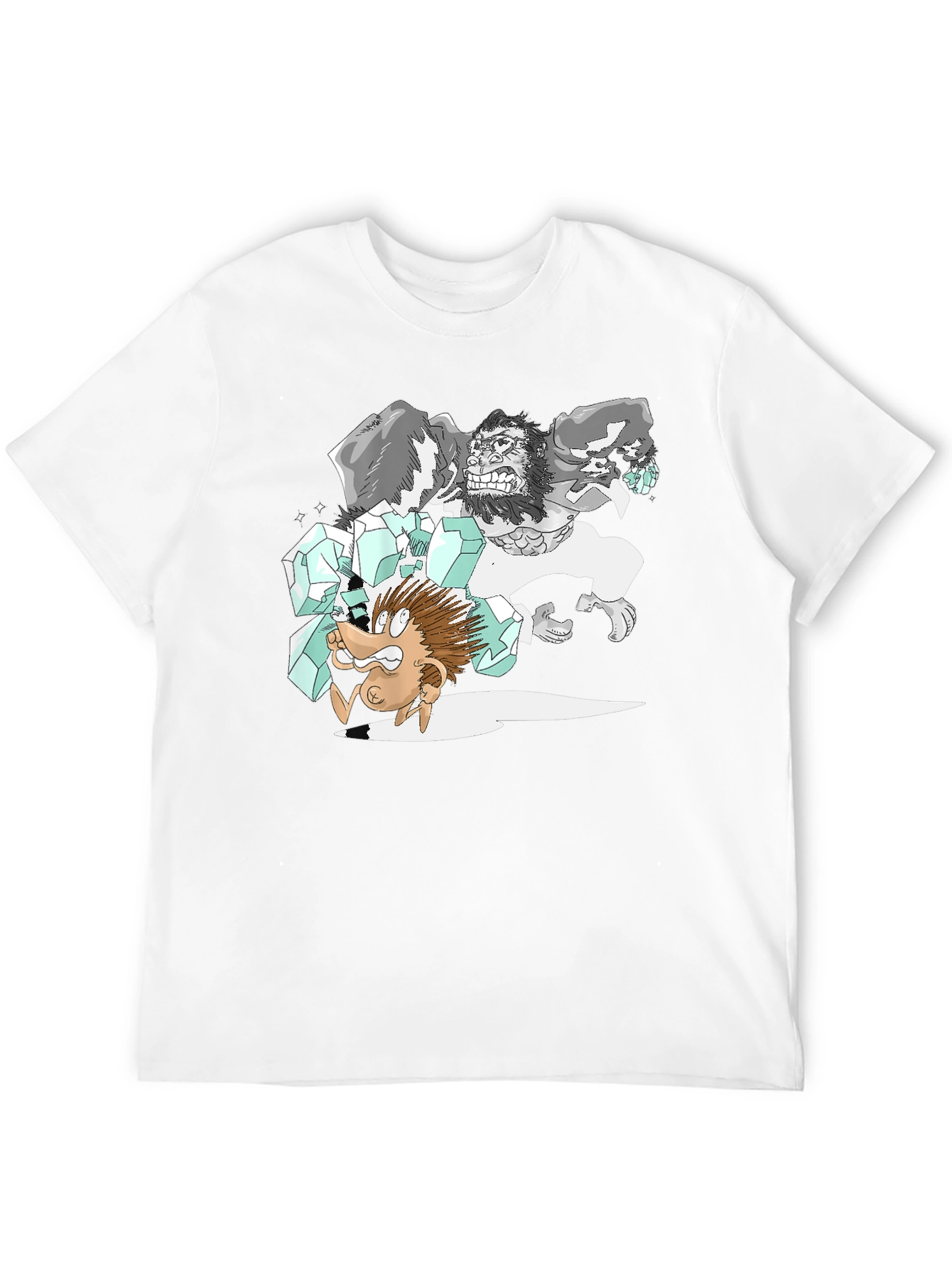 Black Cartoon Gorilla Graphic Tee - Black Cotton T-Shirt view 12