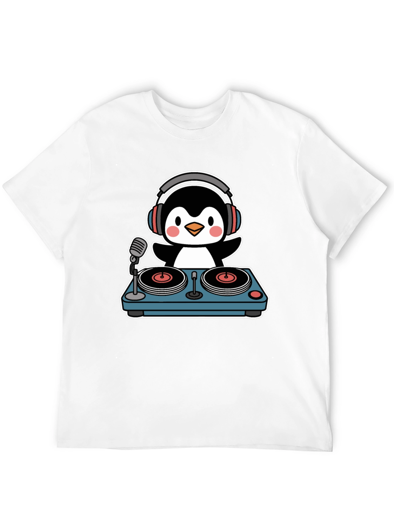 Black DJ Penguin Black T-Shirt - Music Lover's Tee view 12