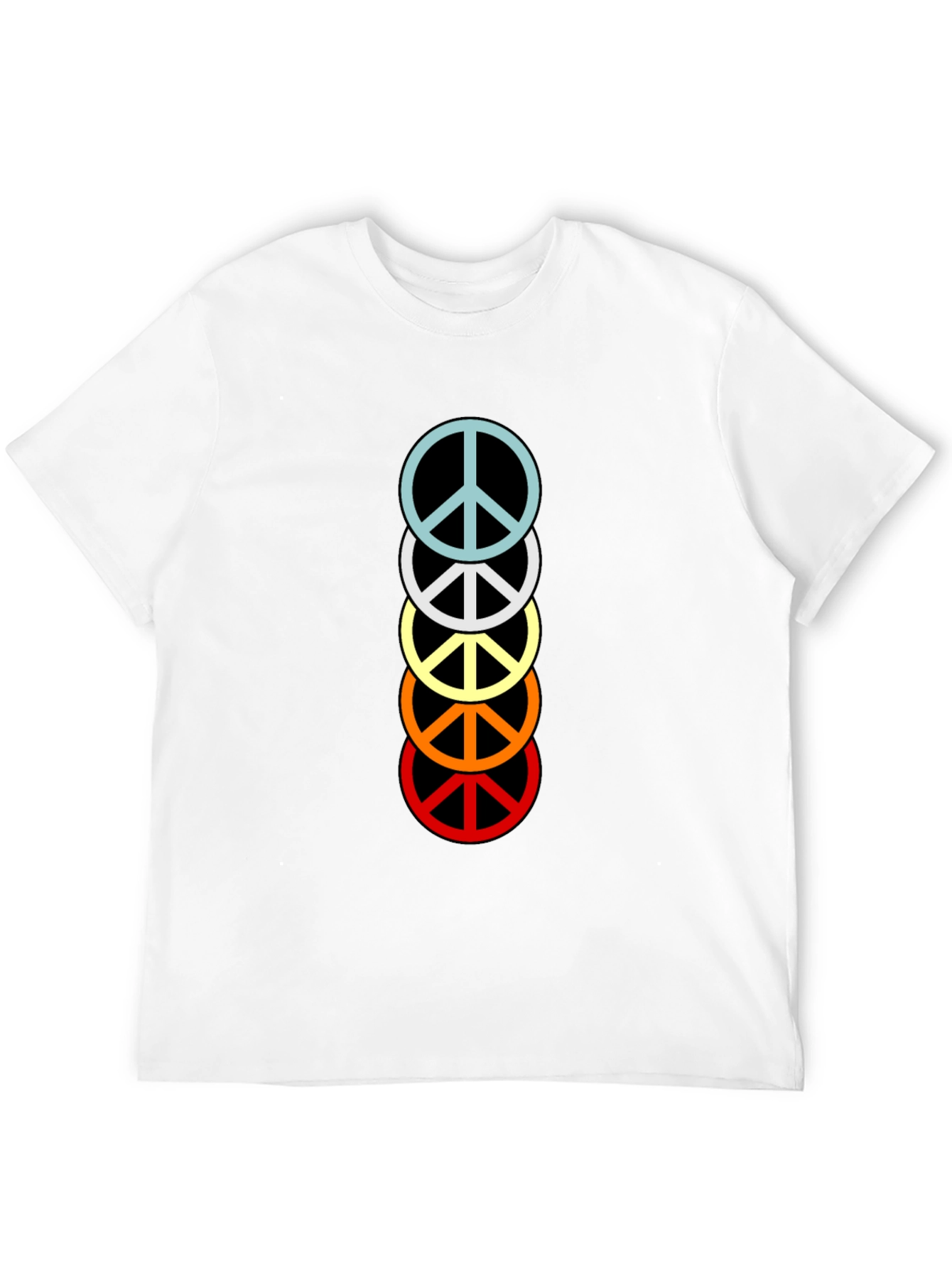 Black Retro Peace Sign Stacked T-Shirt - Black view 12