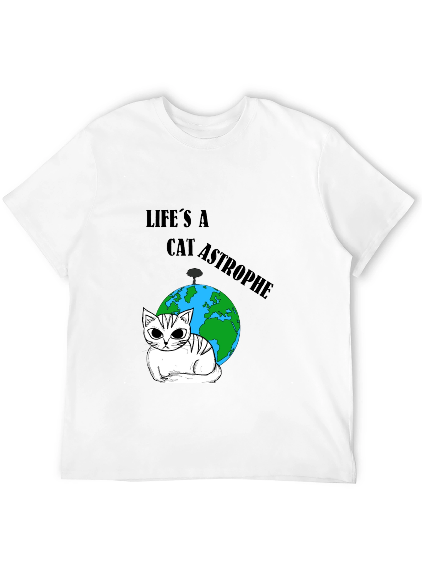 Black Catastrophe T-Shirt: Earth & Feline Humor view 12