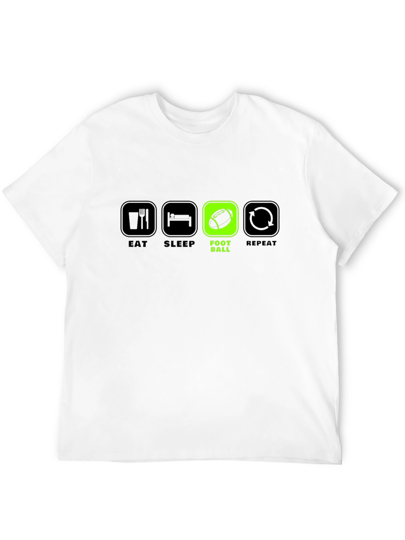 Black Eat Sleep Football Repeat Black T-Shirt view 12
