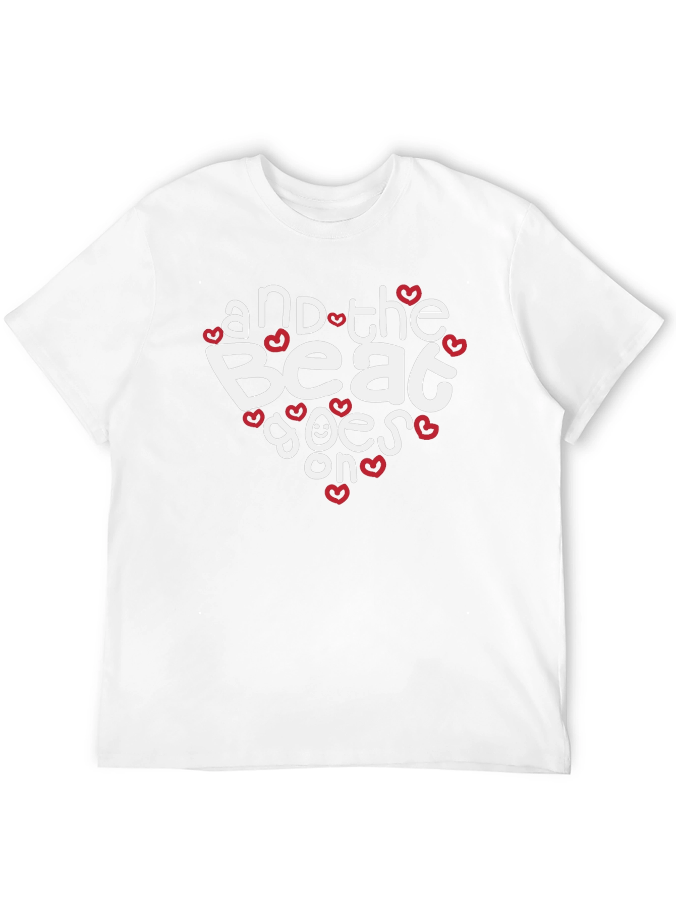 Black And The Beat Goes On T-Shirt - Stylish Heart Design view 12