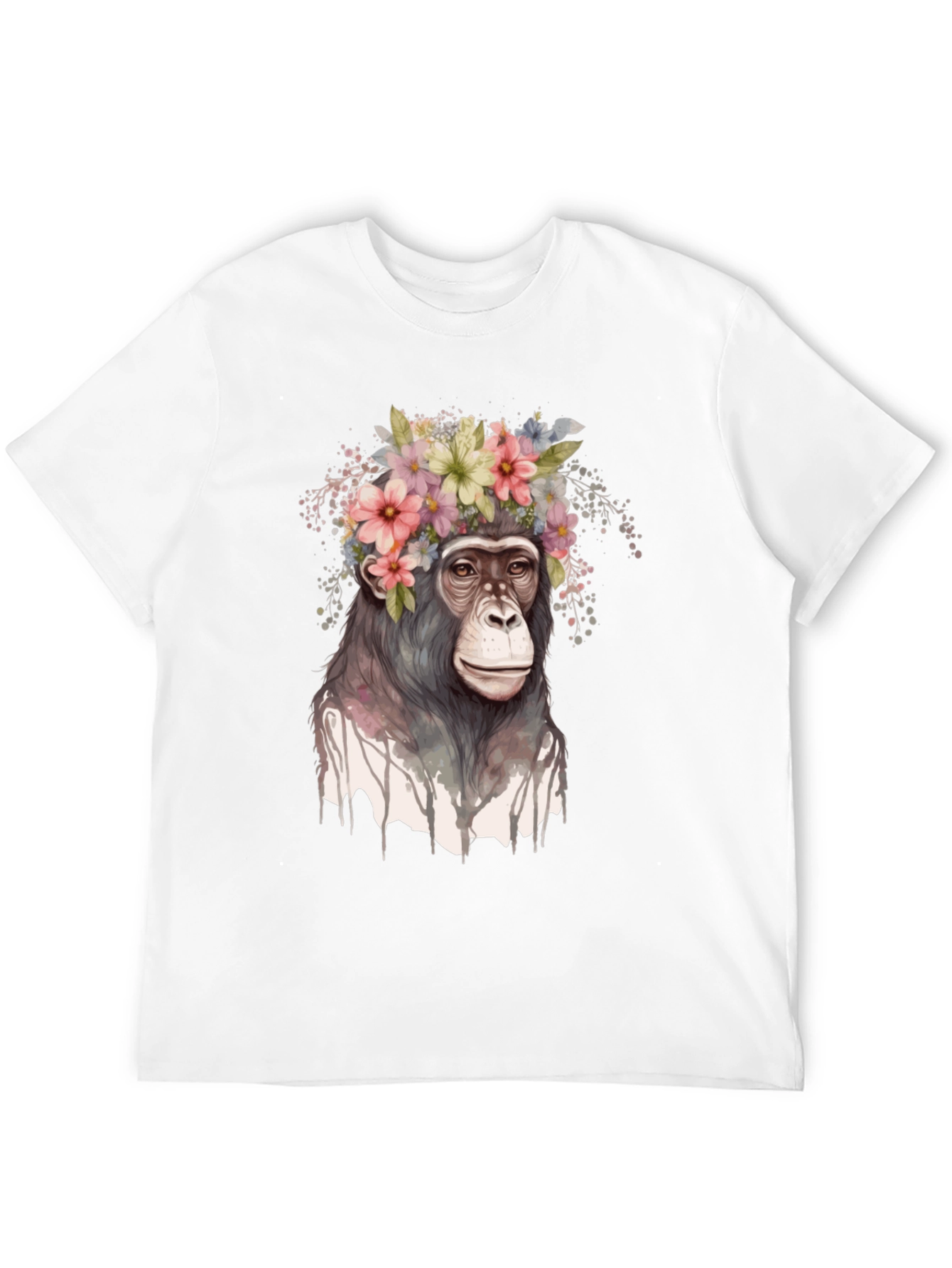 Black Floral Crown Chimp Graphic Tee view 12