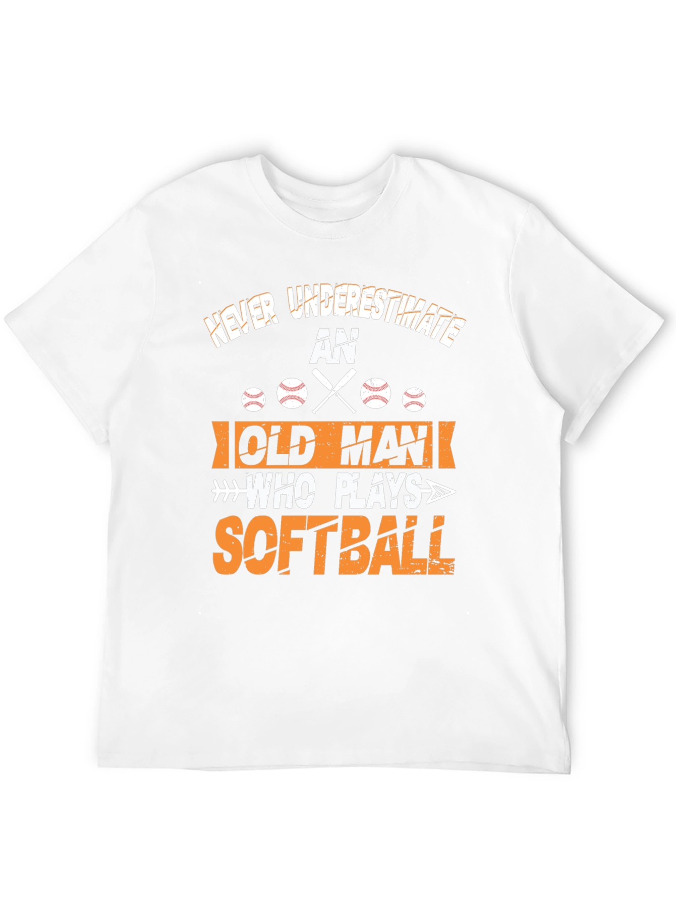 Black Never Underestimate Old Man Softball T-Shirt view 12