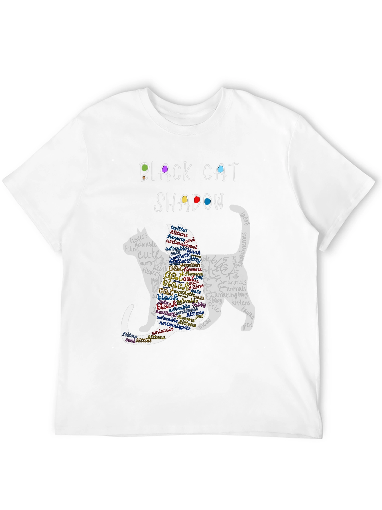 Black Black Cat Shadow Graphic T-Shirt view 12