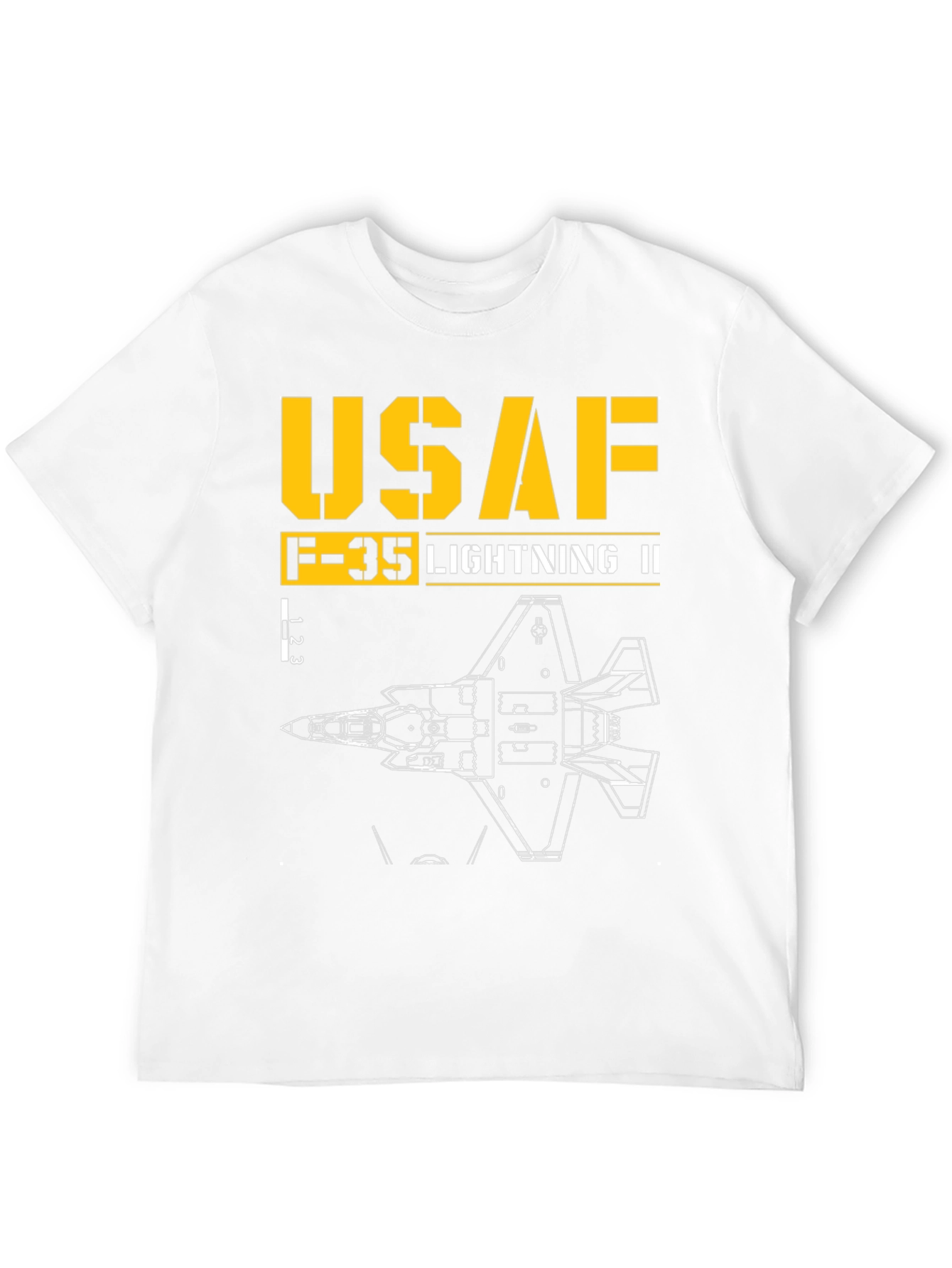 Black USAF F-35 Lightning II Blueprint T-Shirt view 12