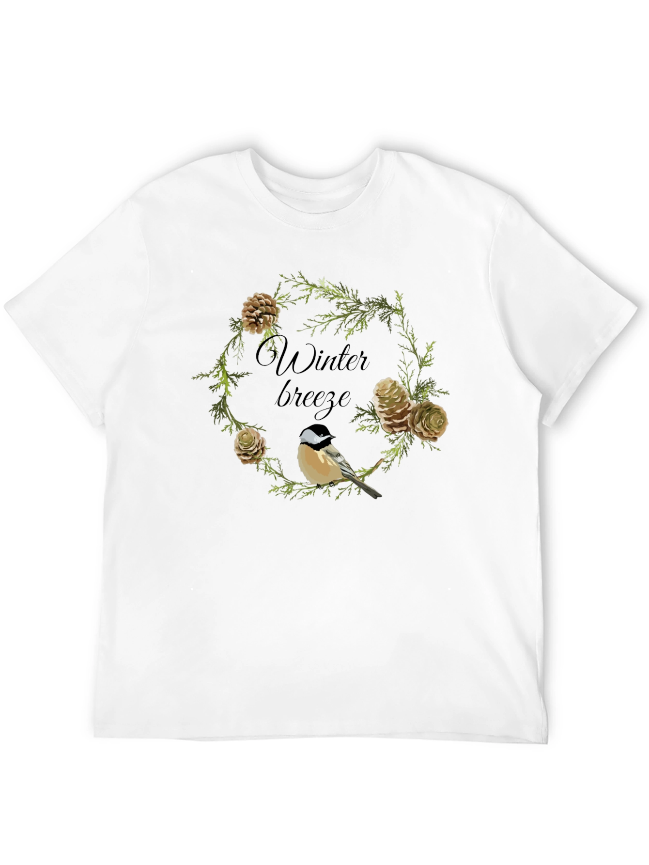 Black Winter Breeze Bird & Pine Cone Graphic Tee view 12