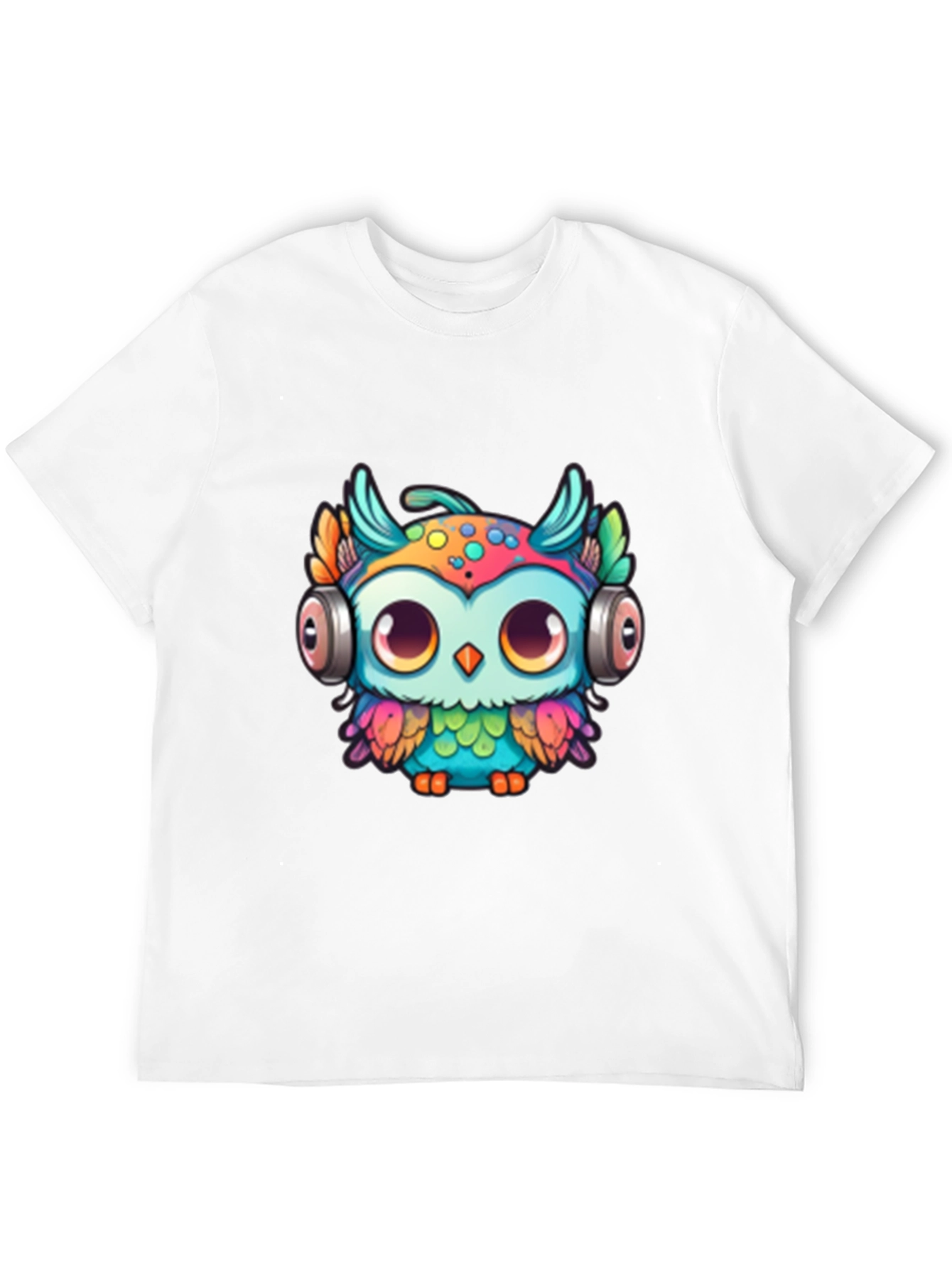 Black Owl with Headphones Graphic Tee - Black view 12