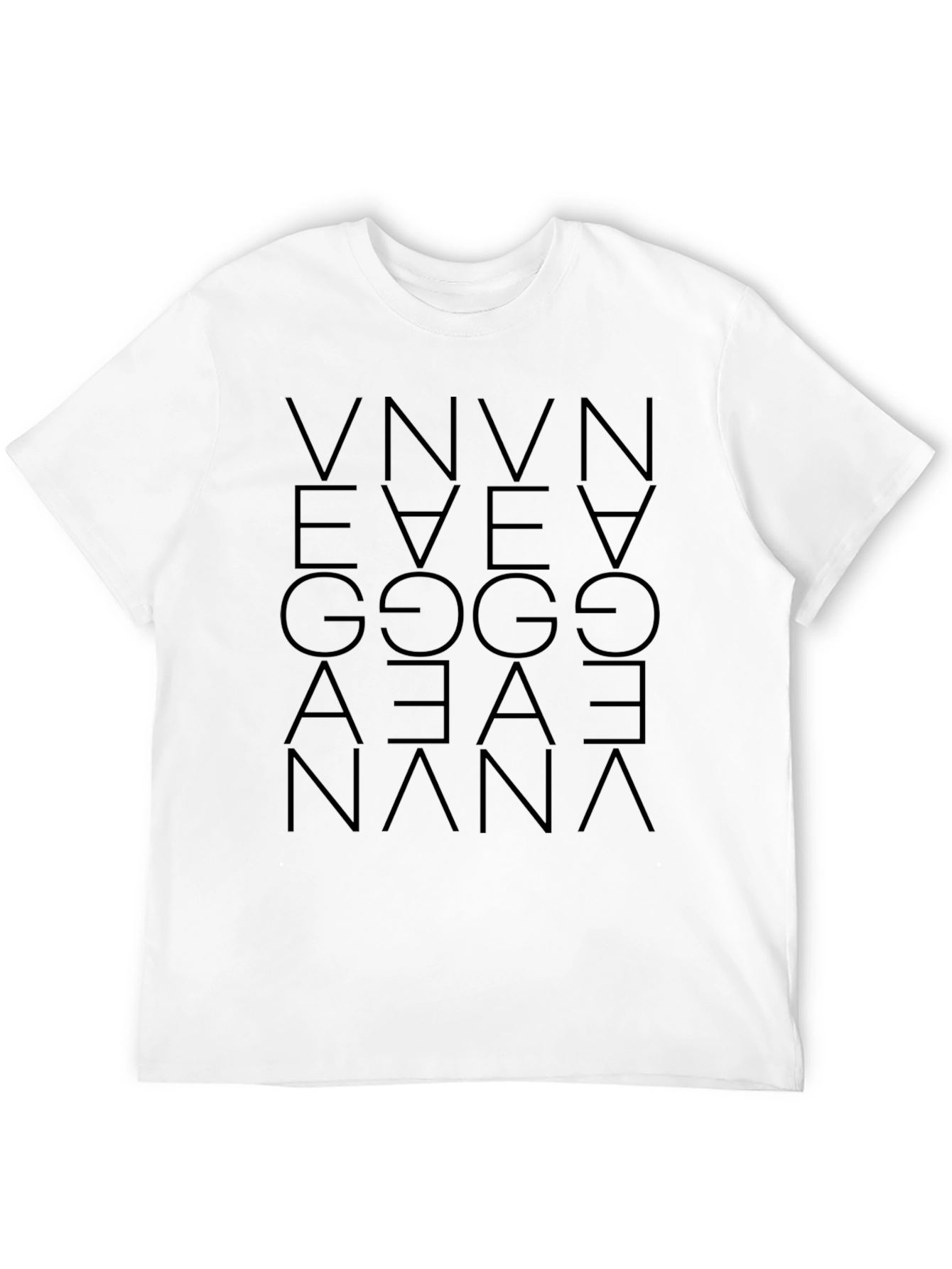 Black Abstract Geometric Letter Print Black T-Shirt view 12