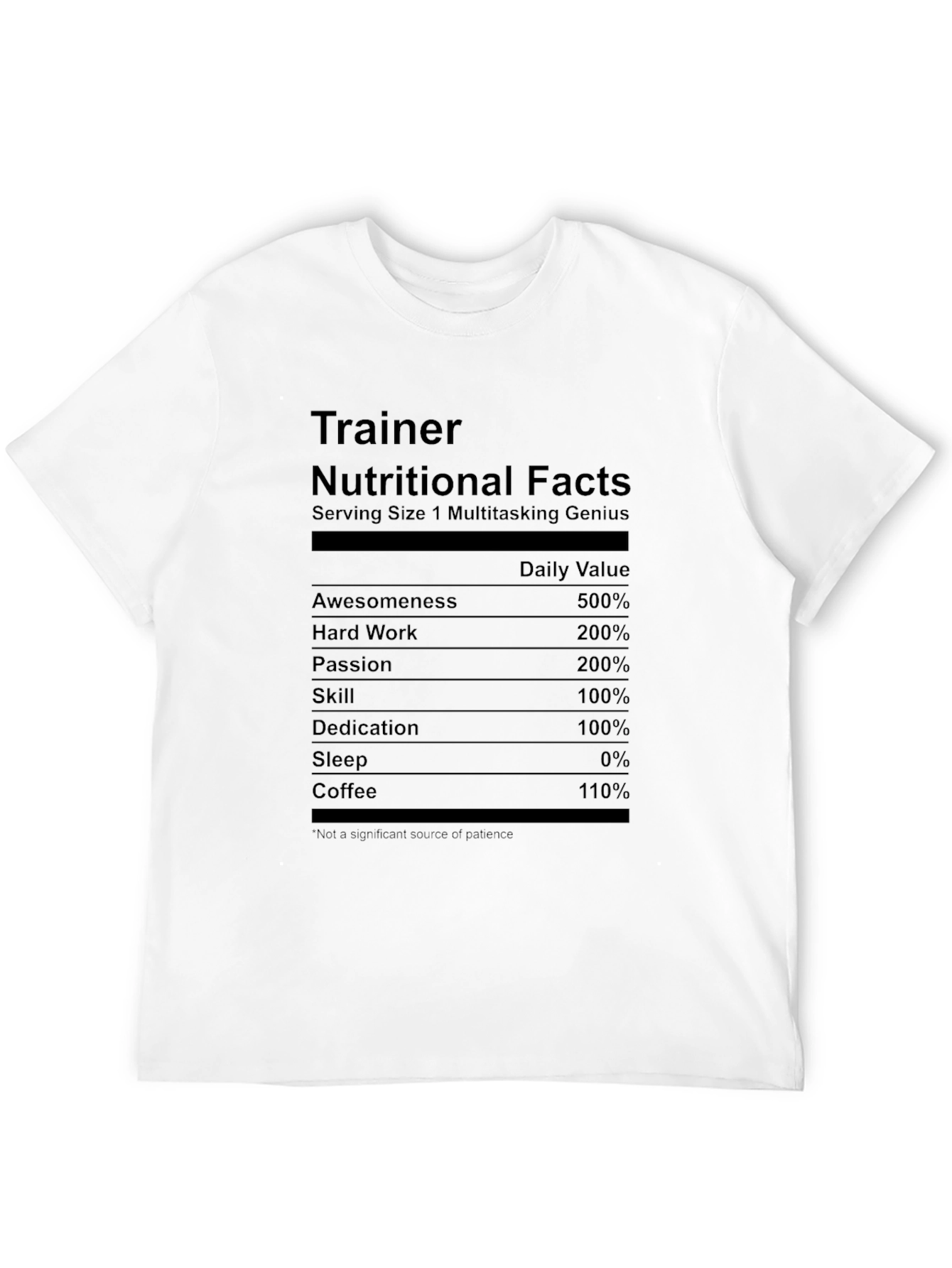 Trainer Nutritional Facts Graphic T-Shirt - 12