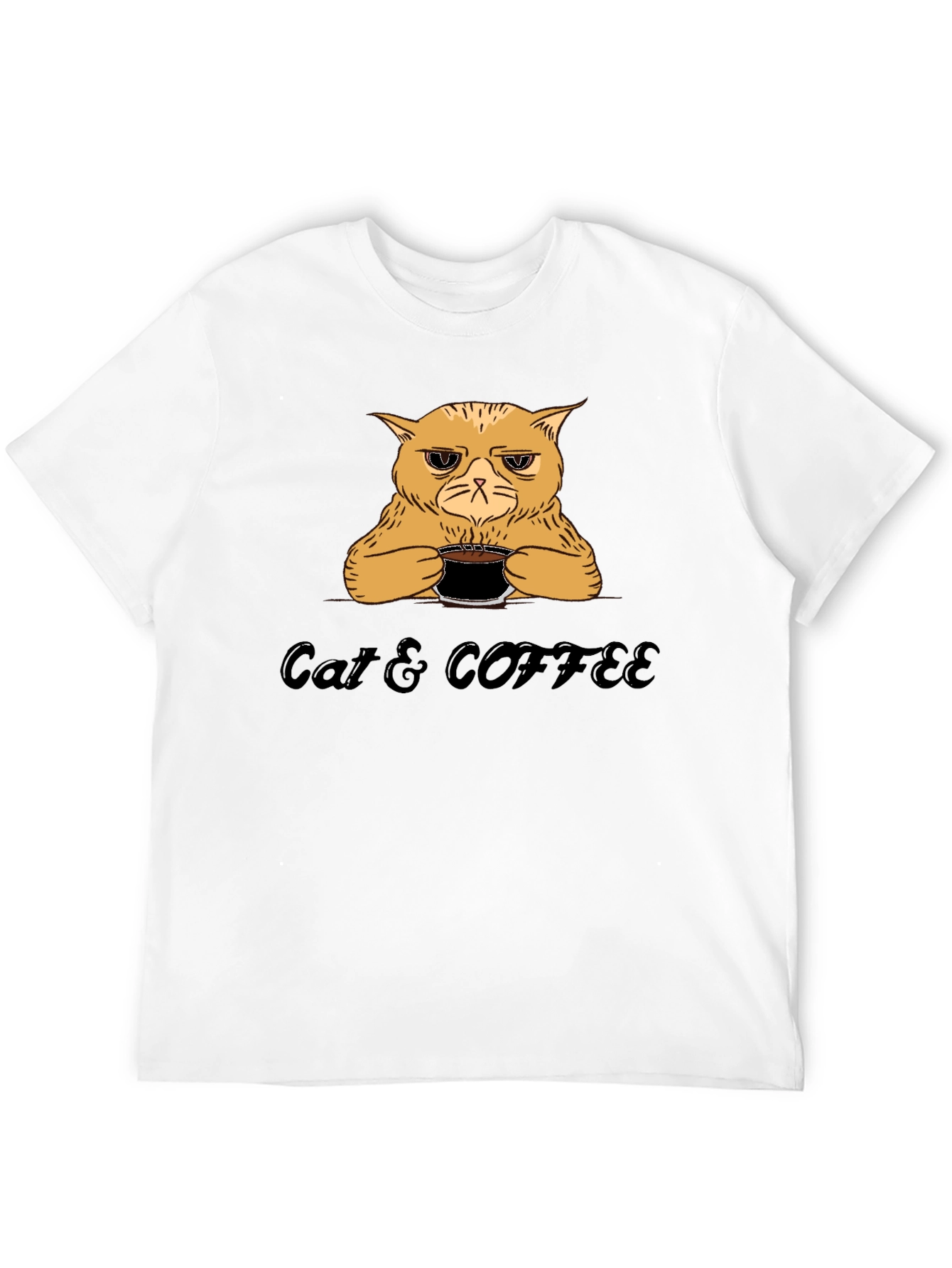 Black Cat & Coffee Graphic T-Shirt - Funny Novelty Tee view 12