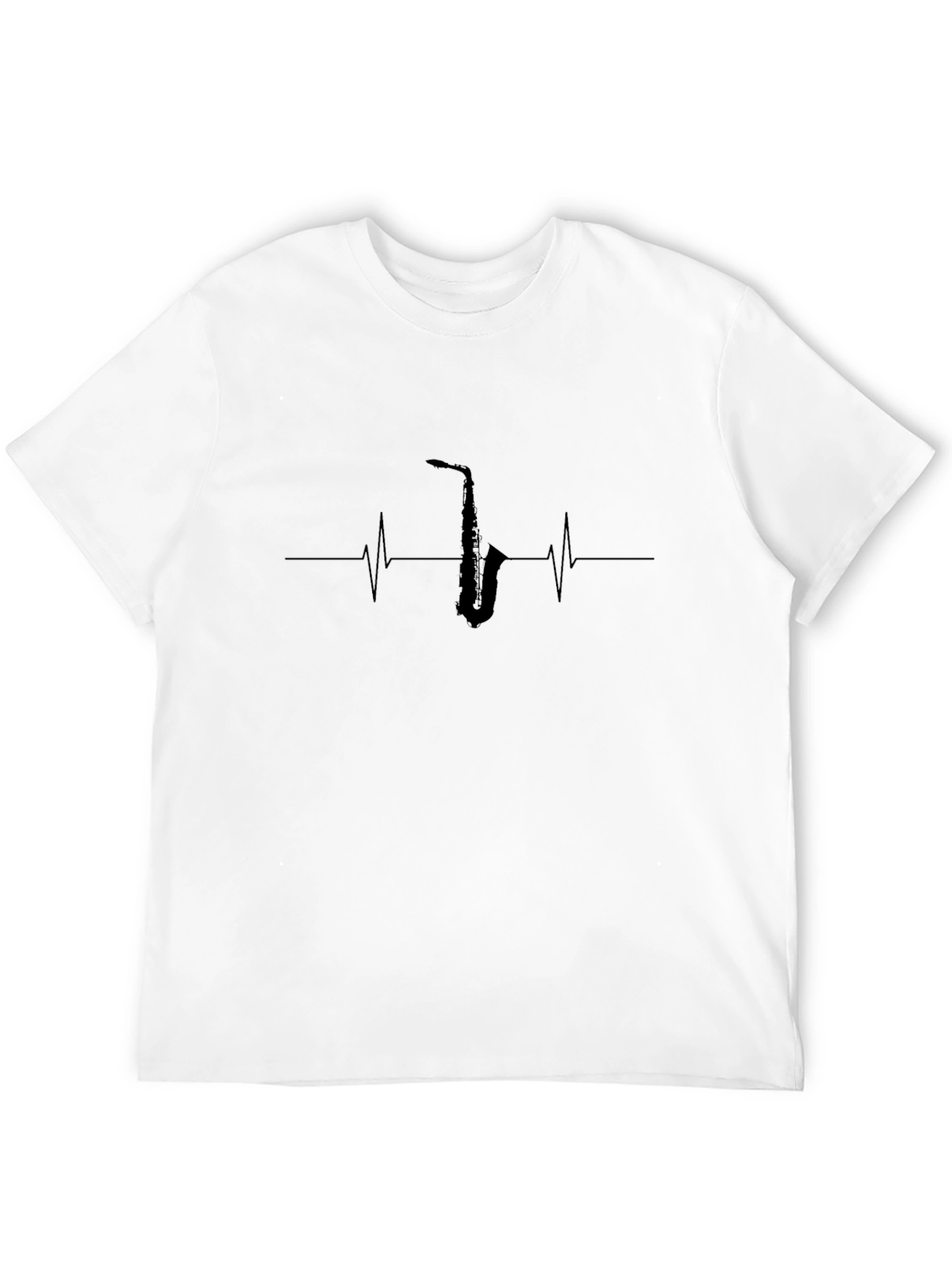 Black Saxophone Heartbeat T-Shirt - Music Lover Tee view 12