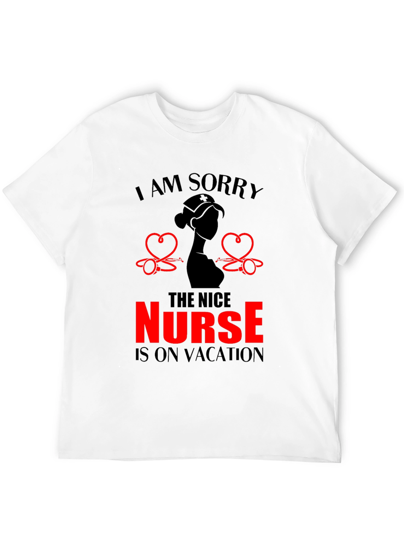Black Funny Nurse Vacation T-Shirt - Black view 12