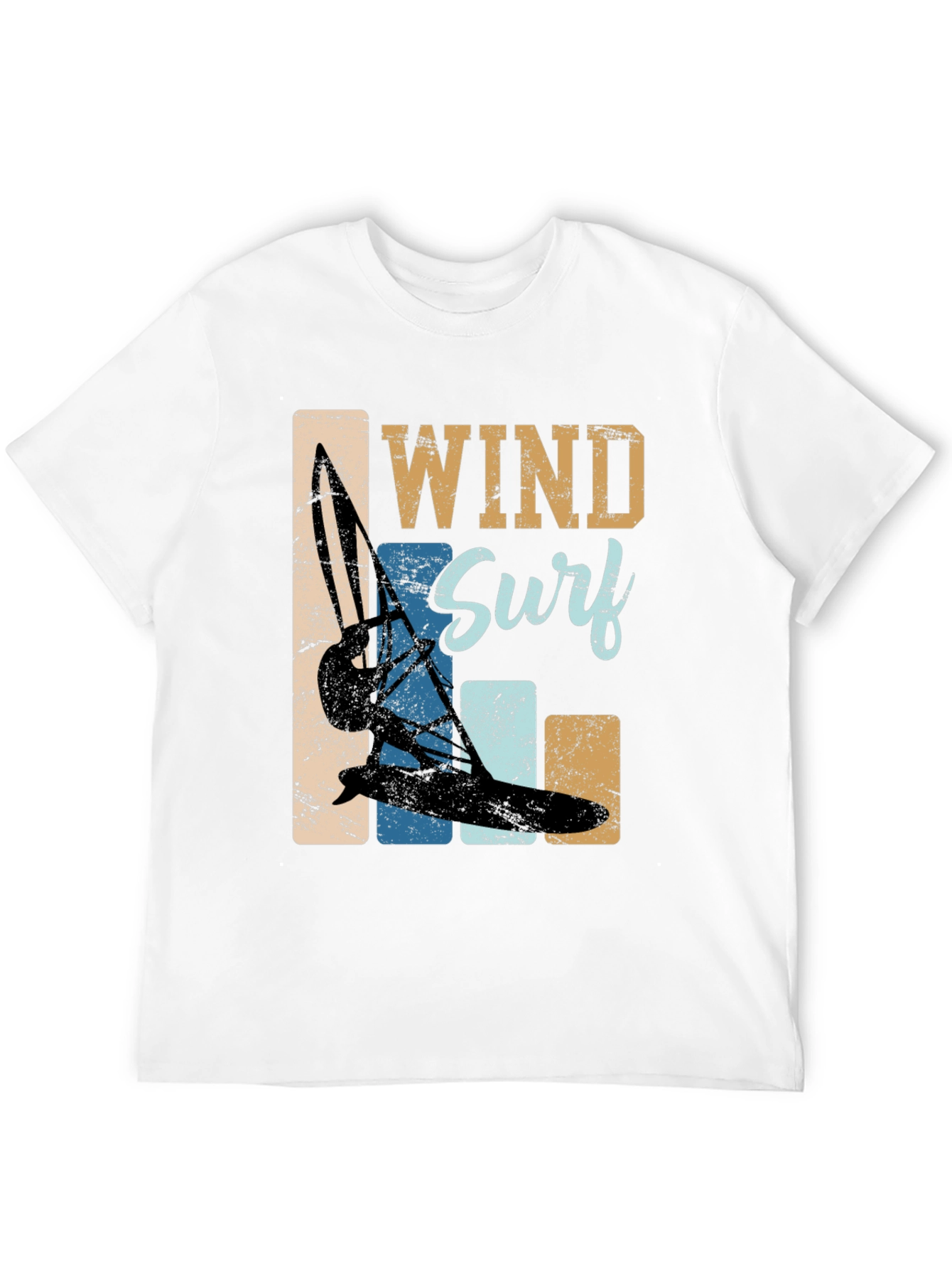 Black Wind Surf Graphic Tee - Retro Water Sports T-Shirt view 12