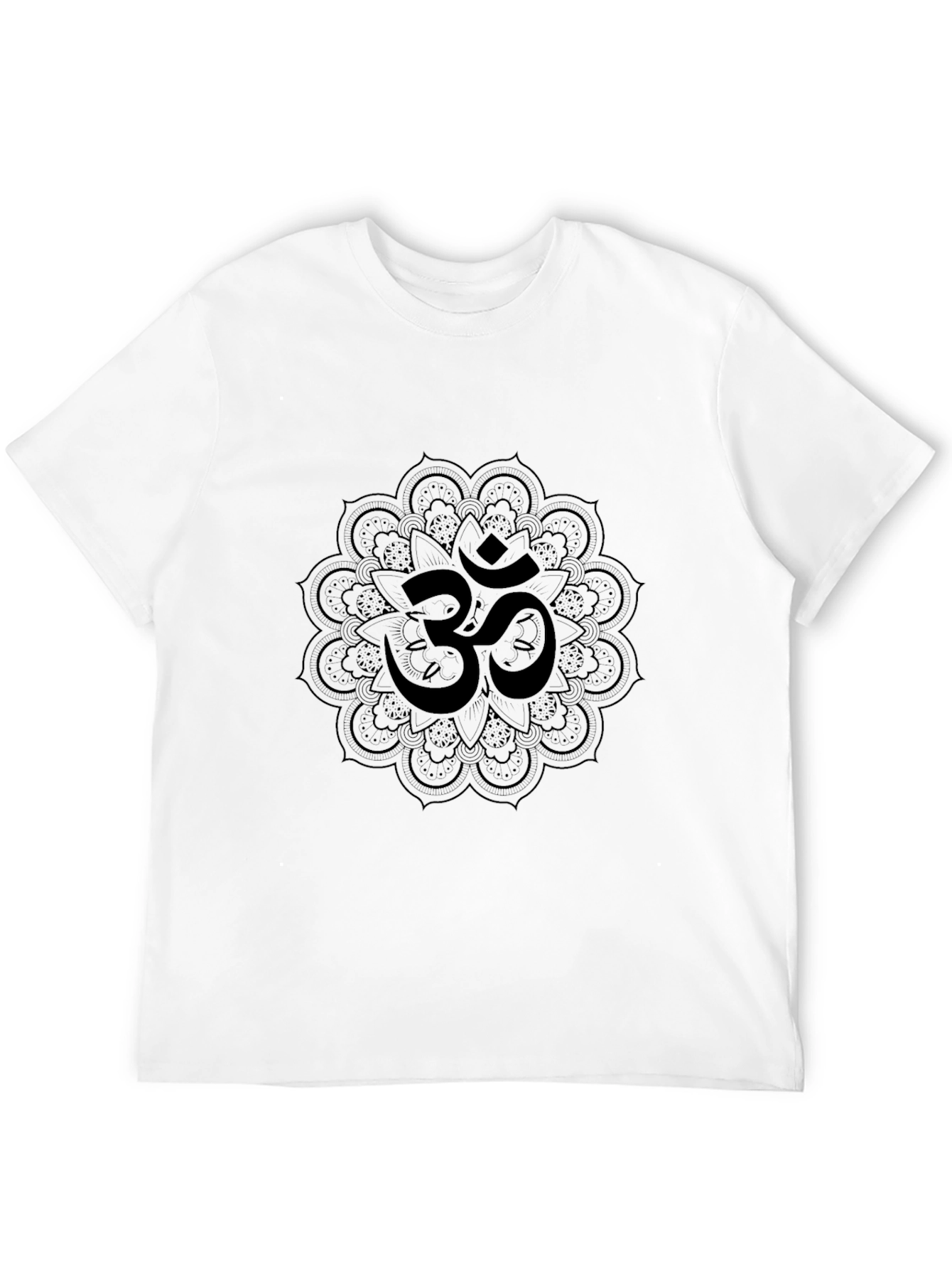 Black Om Mandala Black Graphic T-Shirt view 12