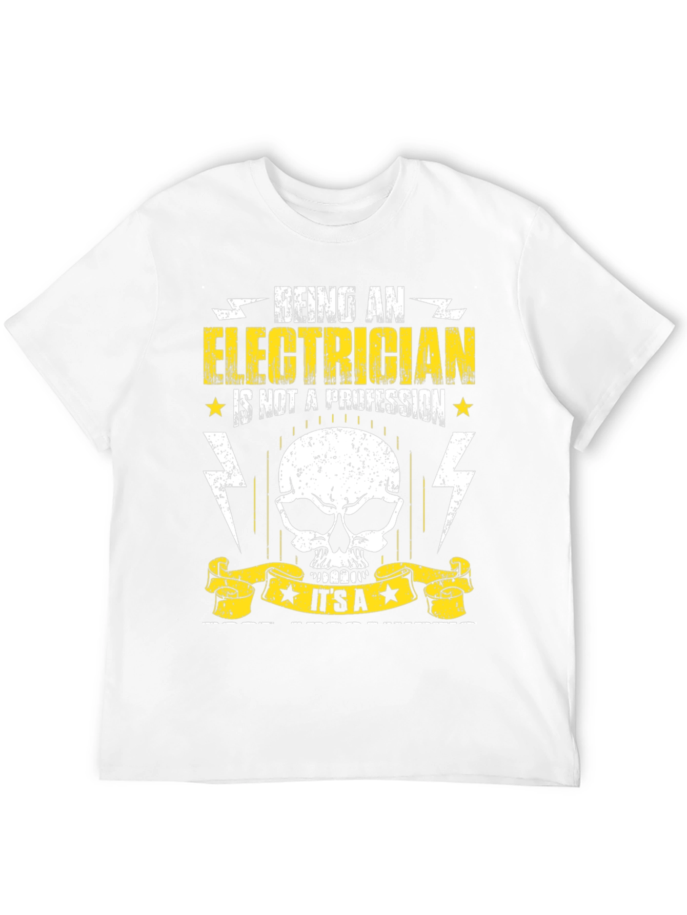 Black Electrician T-Shirt - Being An Electrician Skull Design view 12