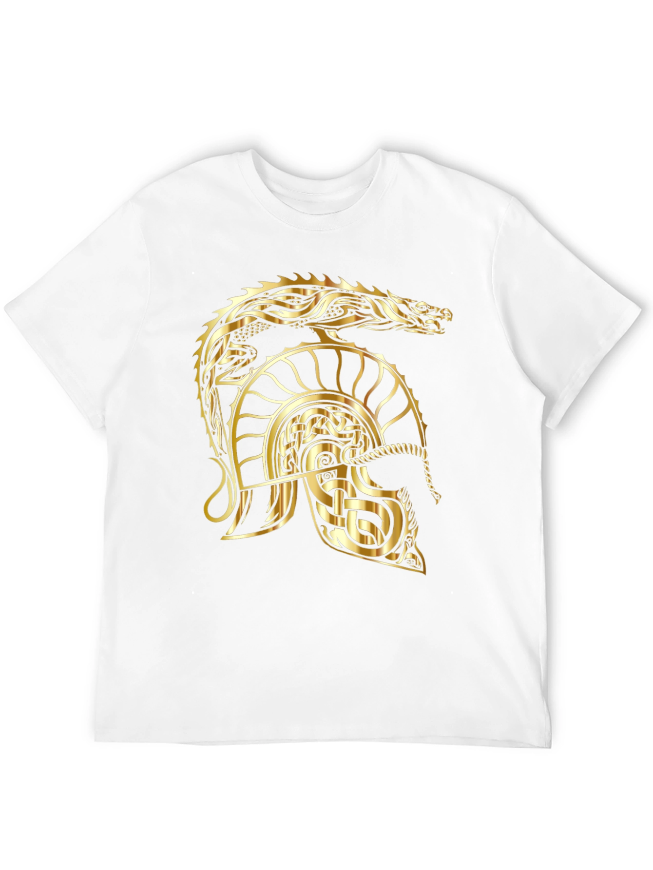 Black Gold Dragon Helmet Black T-Shirt view 12