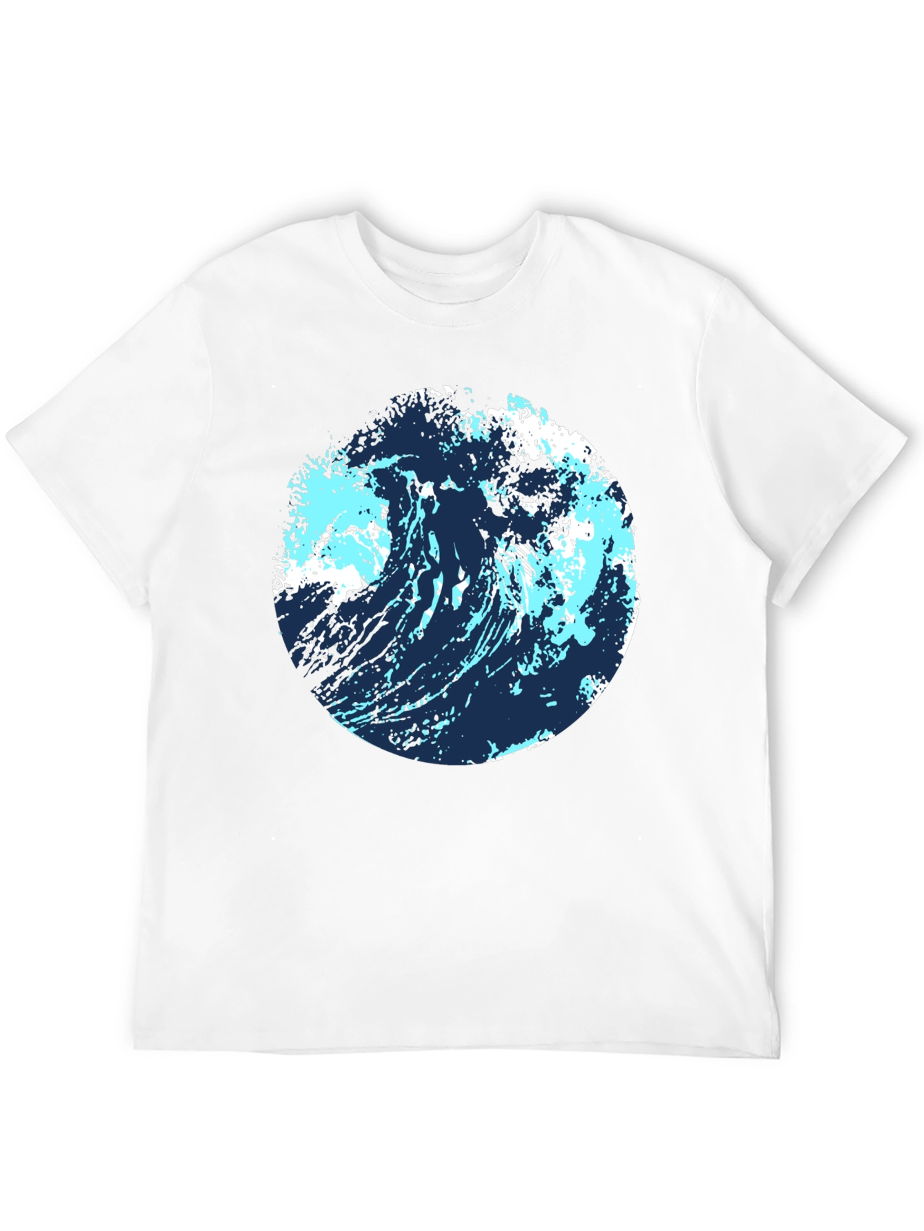 Black Abstract Wave Graphic Tee - Black Cotton Blend view 12