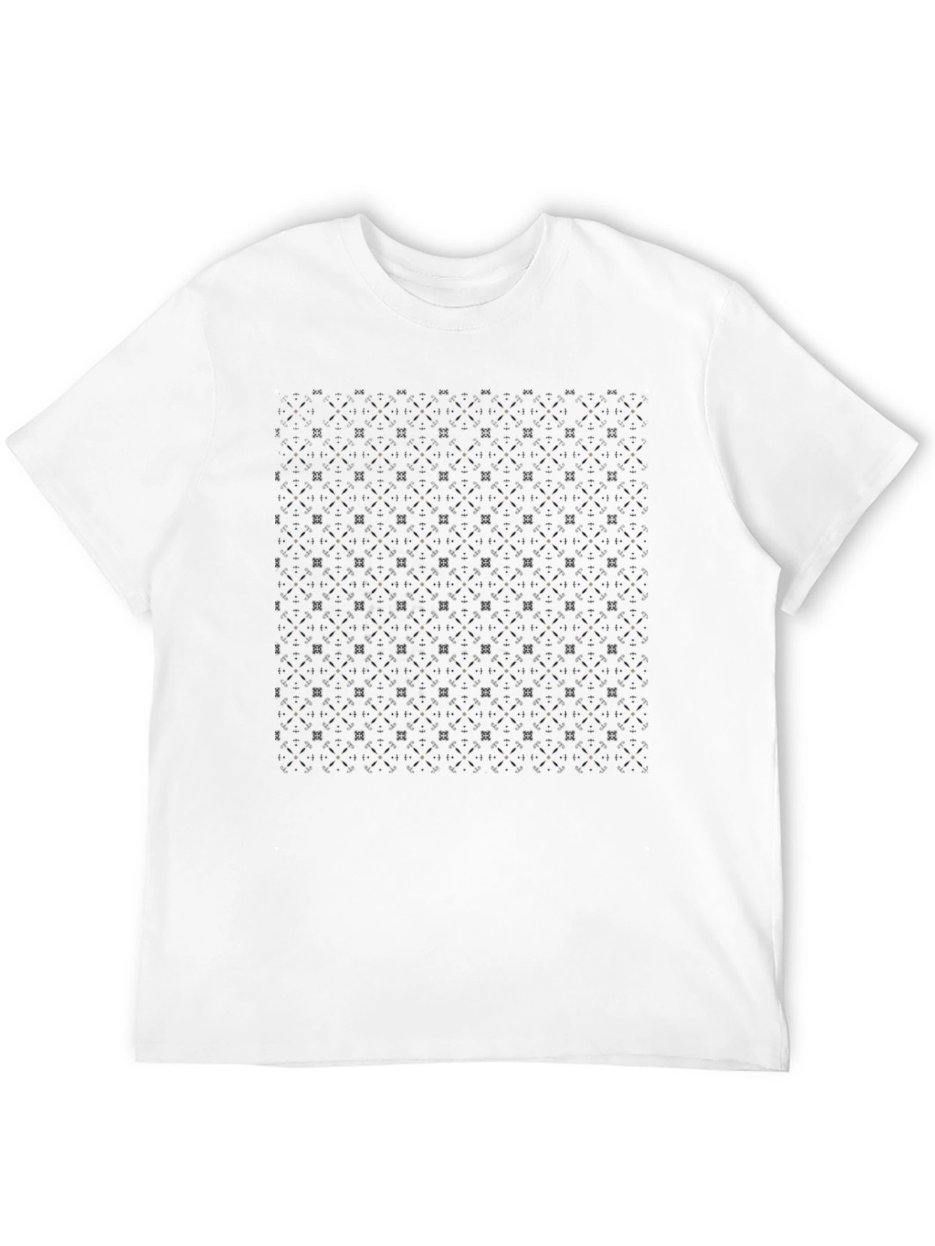 Black Geometric Pattern Black T-Shirt view 12