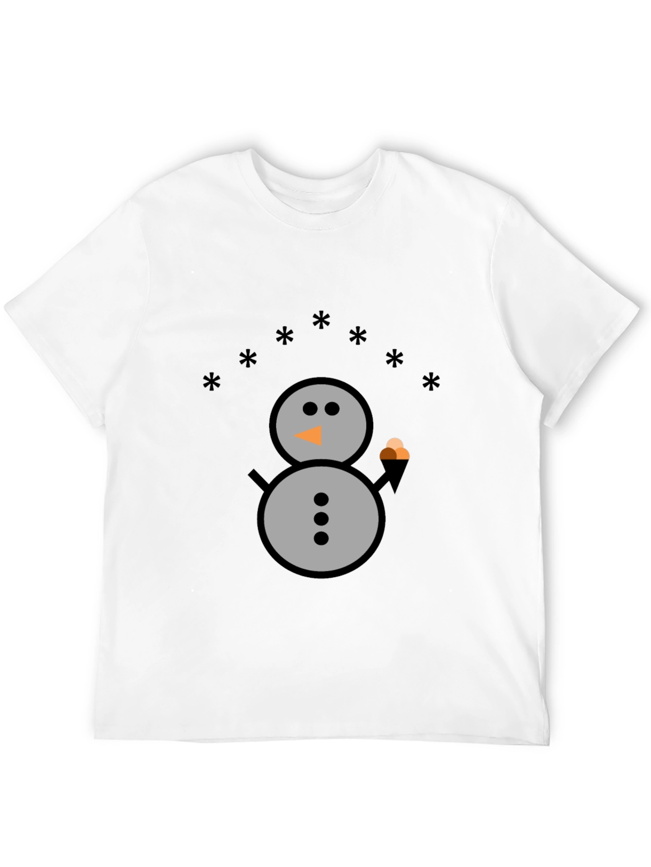 Black Snowman Graphic Tee - Black Cotton T-Shirt view 12