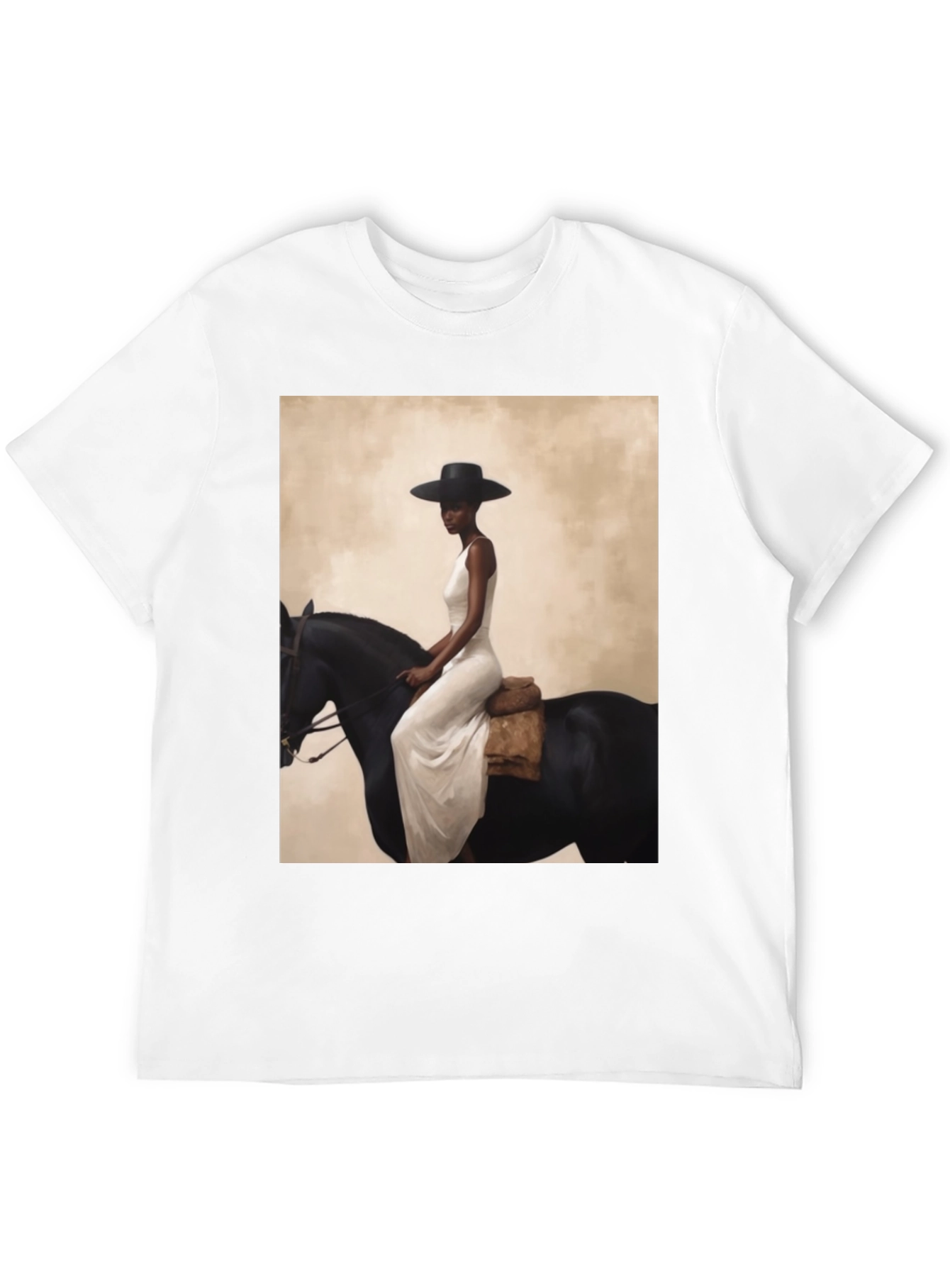 Black Elegant Woman on Horseback Graphic Tee - Black view 12