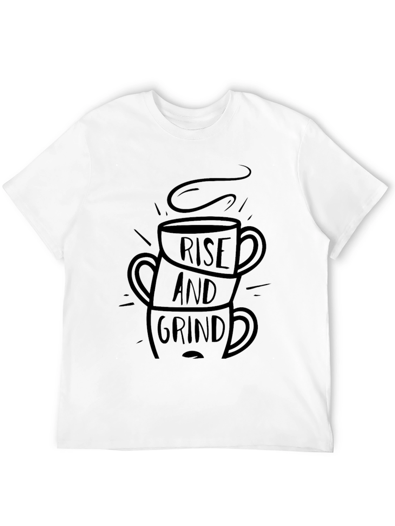 Black Rise and Grind Graphic Tee - Coffee Lover's T-Shirt view 12
