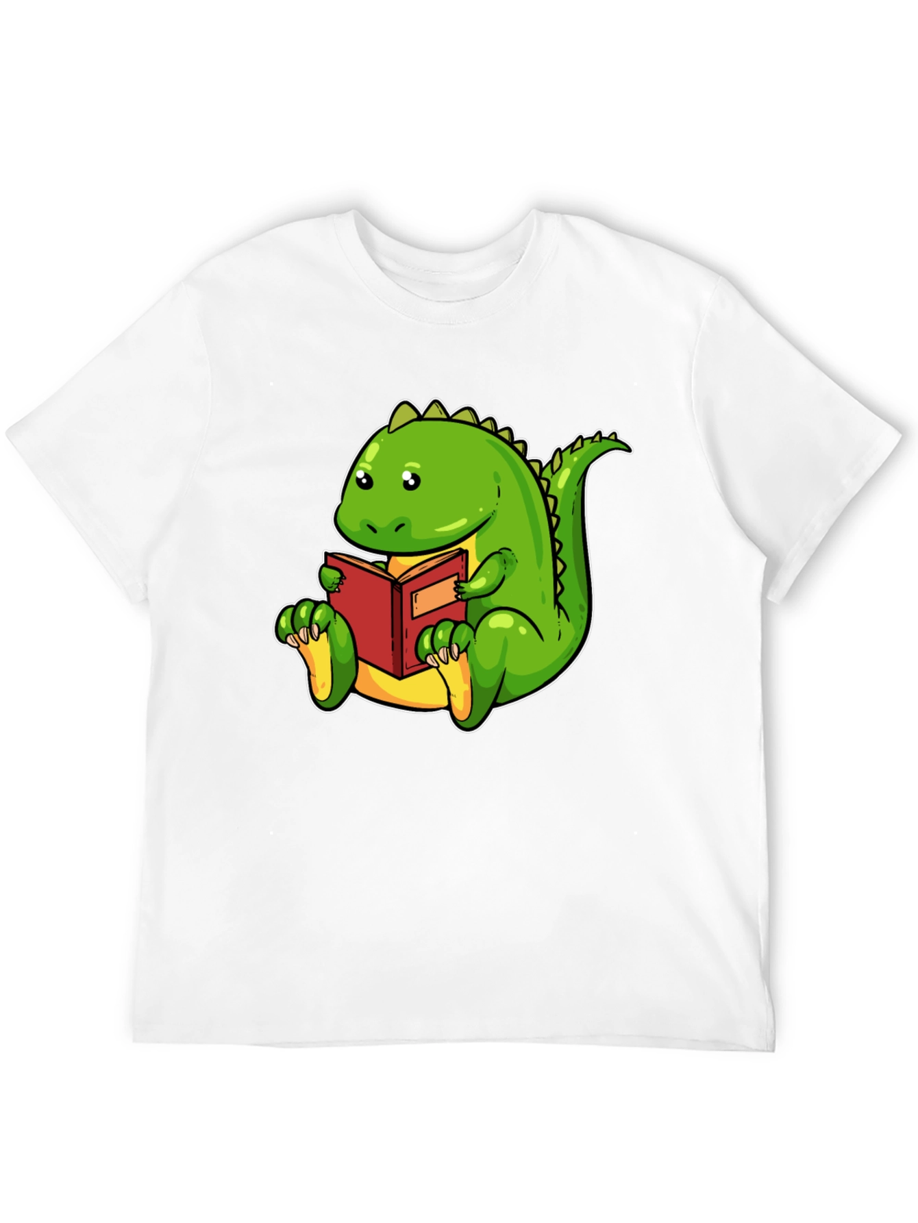 Black Dinosaur Reading Book Black T-Shirt view 12