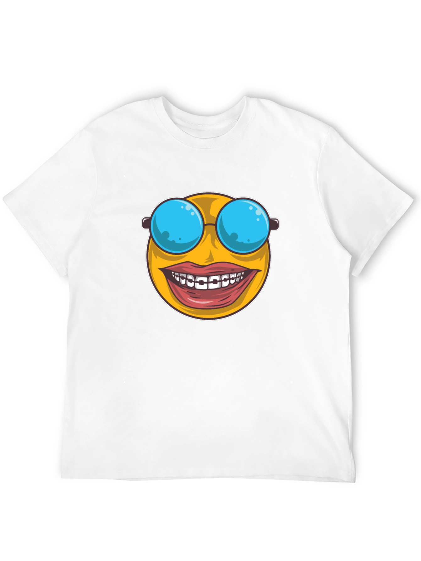 Black Funny Emoji T-Shirt - Braces & Sunglasses view 12