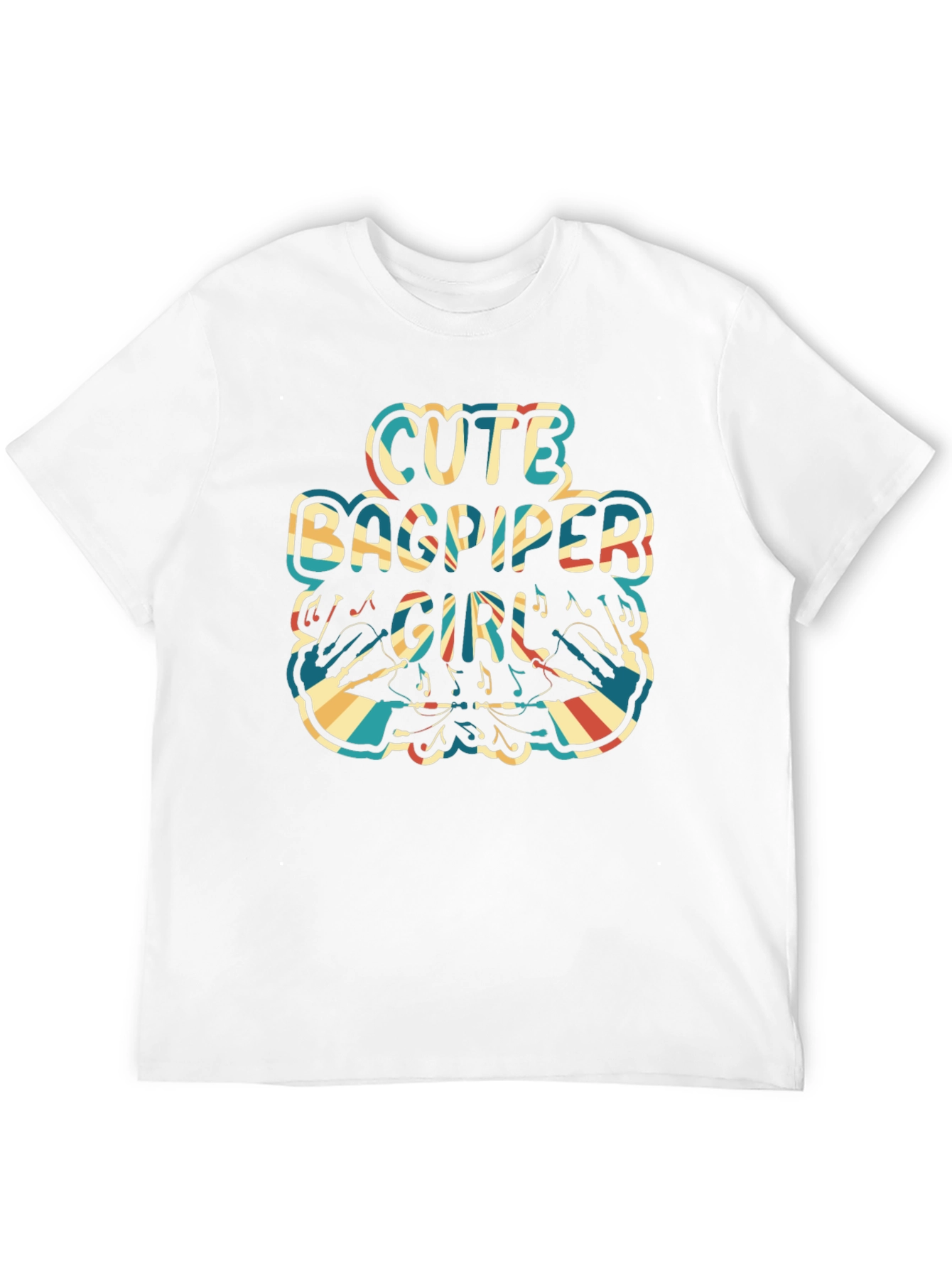 Black Cute Bagpiper Girl Retro T-Shirt view 12