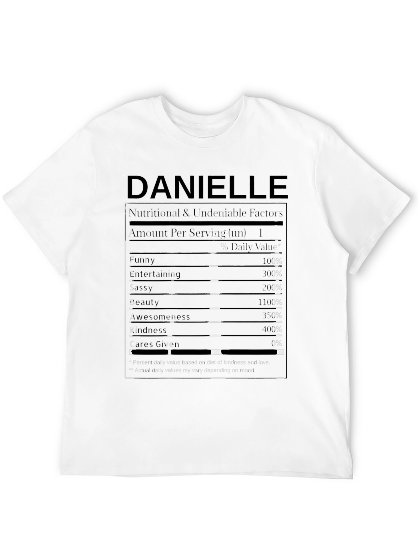 Black Danielle Nutritional Facts T-Shirt view 12