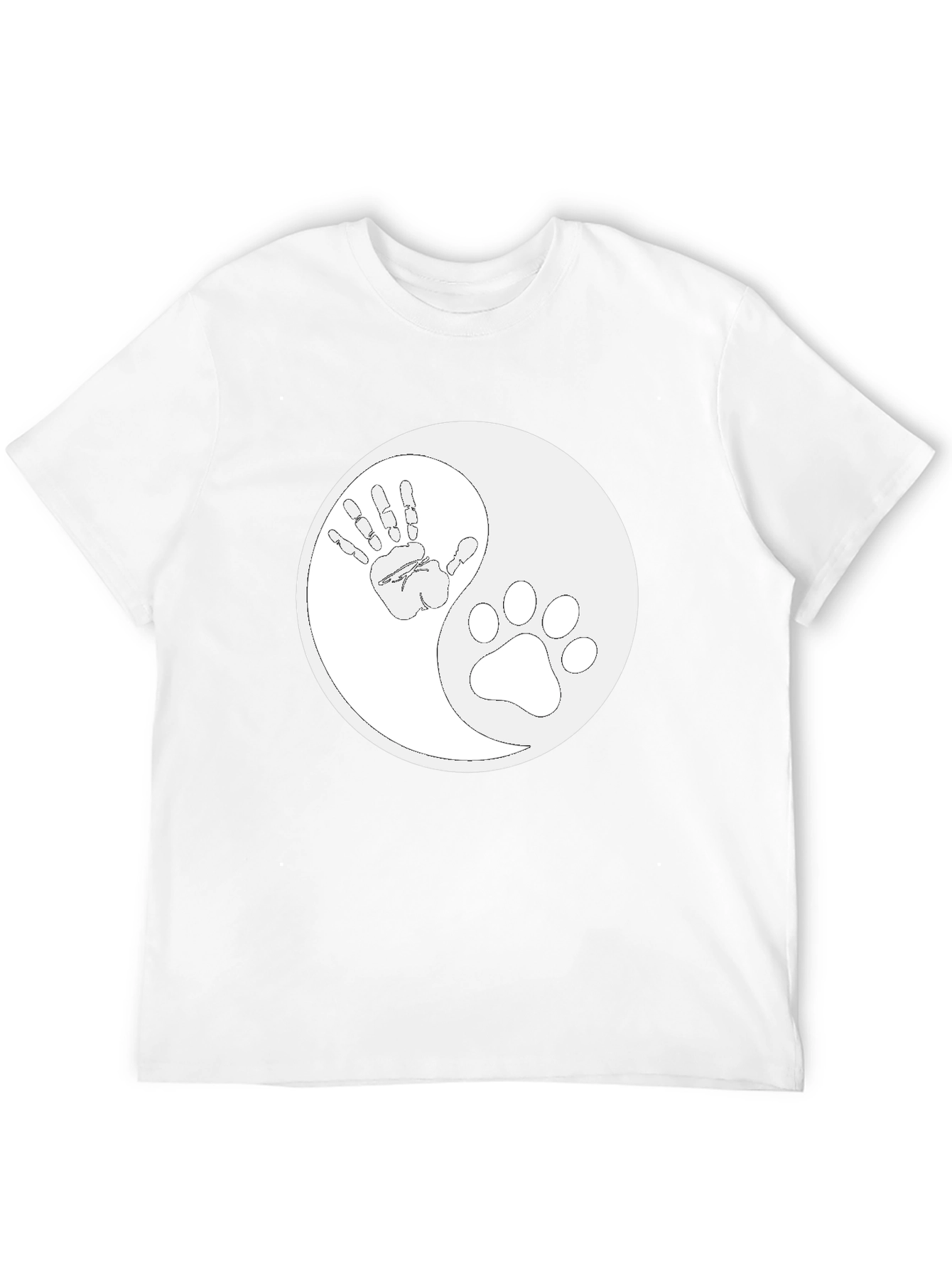 Black Yin Yang Hand and Paw Print T-Shirt view 12