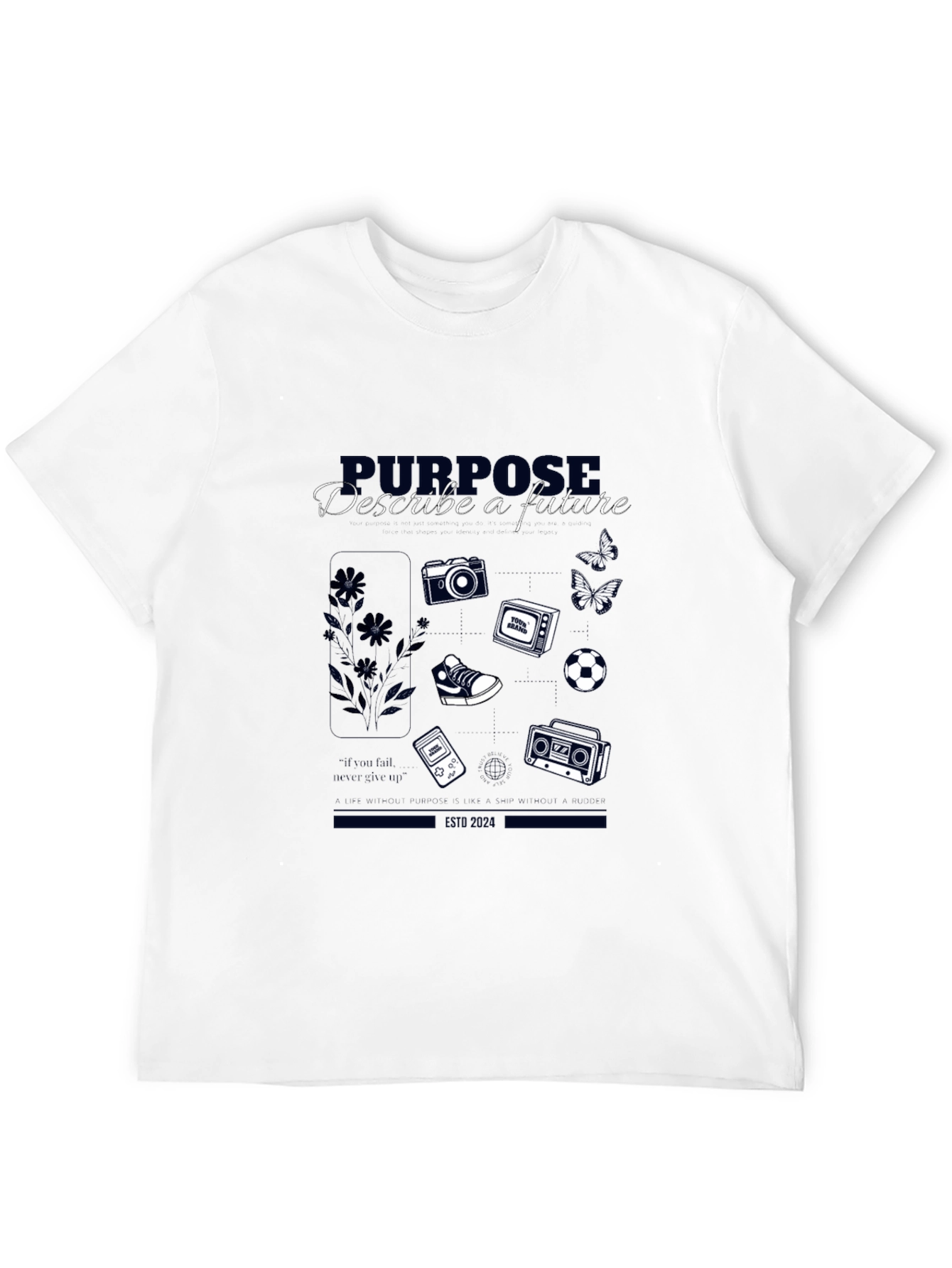 Black Purpose Future Graphic Tee - Retro Tech Design view 12