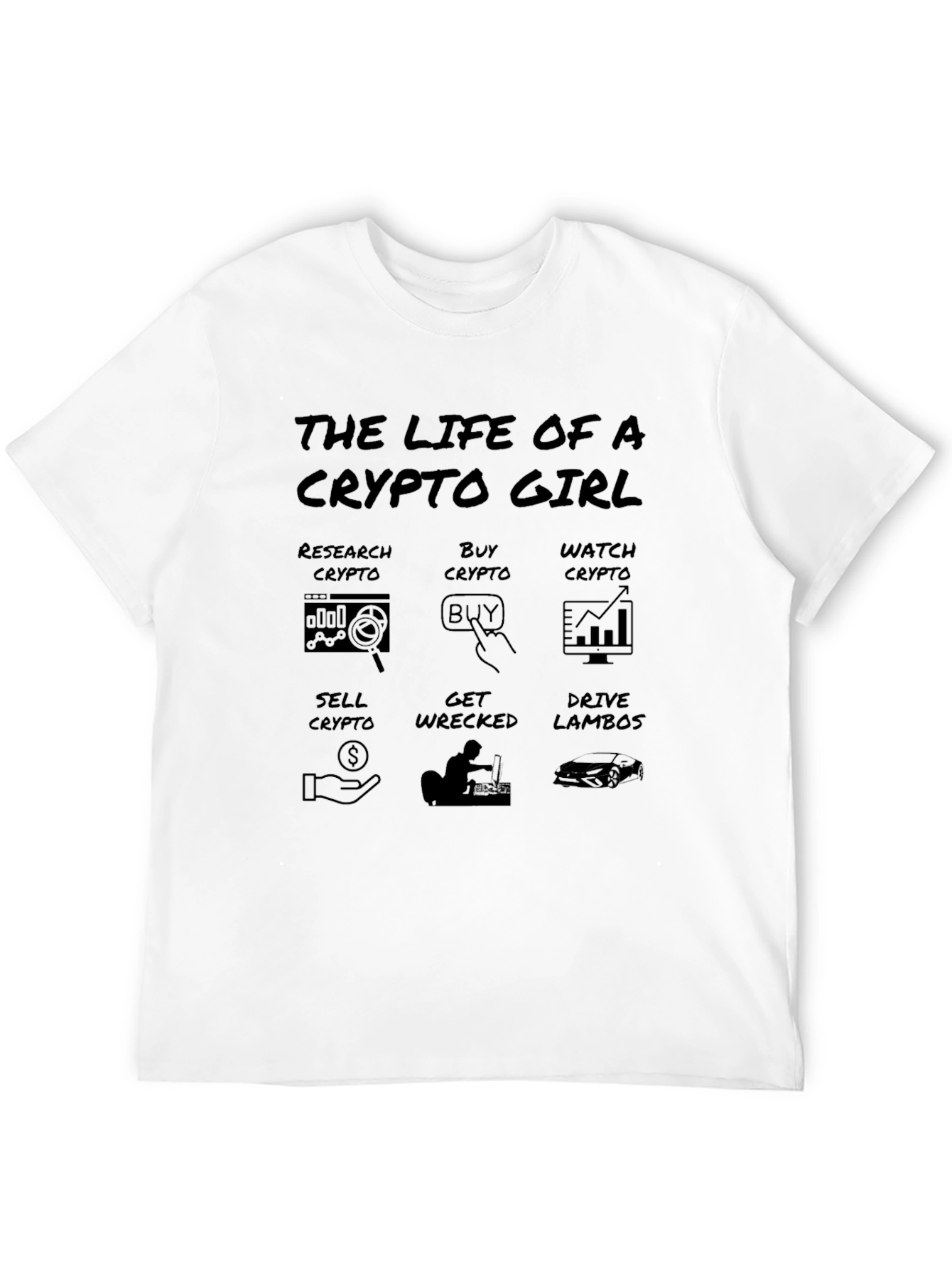 Black Crypto Girl T-Shirt - Funny Cryptocurrency Trading Tee view 12