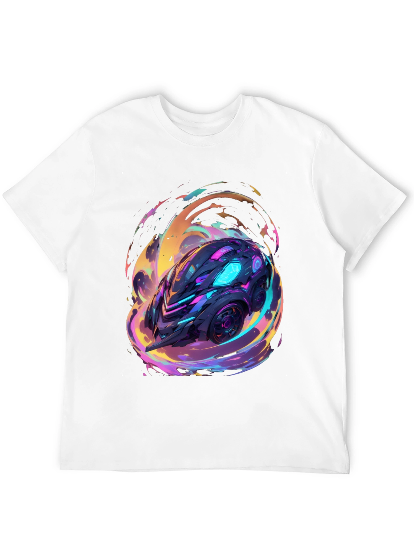 Black Futuristic Car Graphic Tee - Black Cotton Shirt view 12