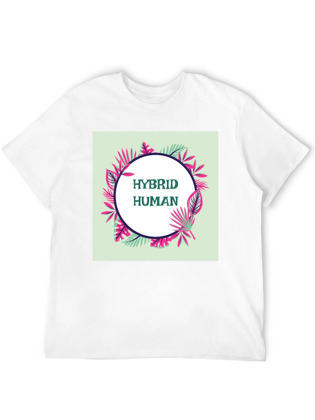 Black Hybrid Human Graphic Tee - Tropical Leaf Design view 12