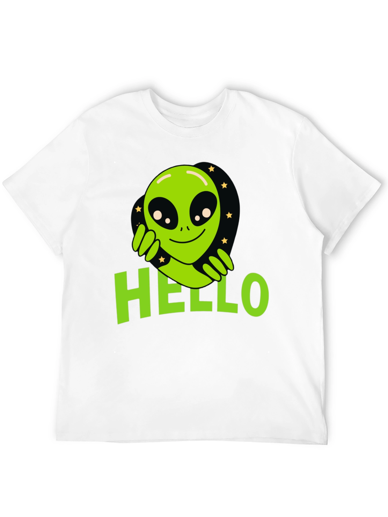 Black Alien Hello T-Shirt - Black Graphic Tee view 12